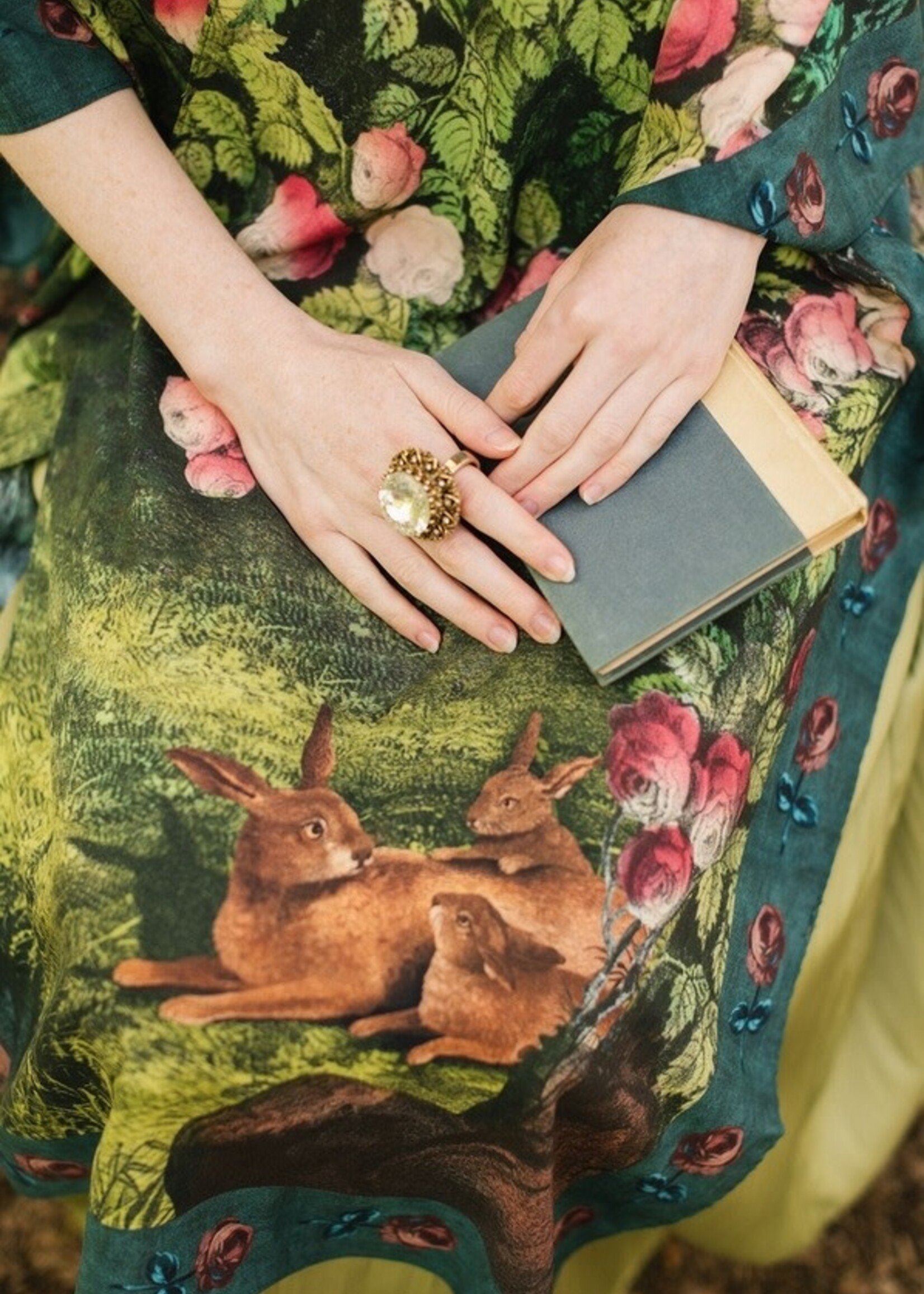 Market of Stars Daydreamer Goddess Duster Kimono Roses & Rabbits