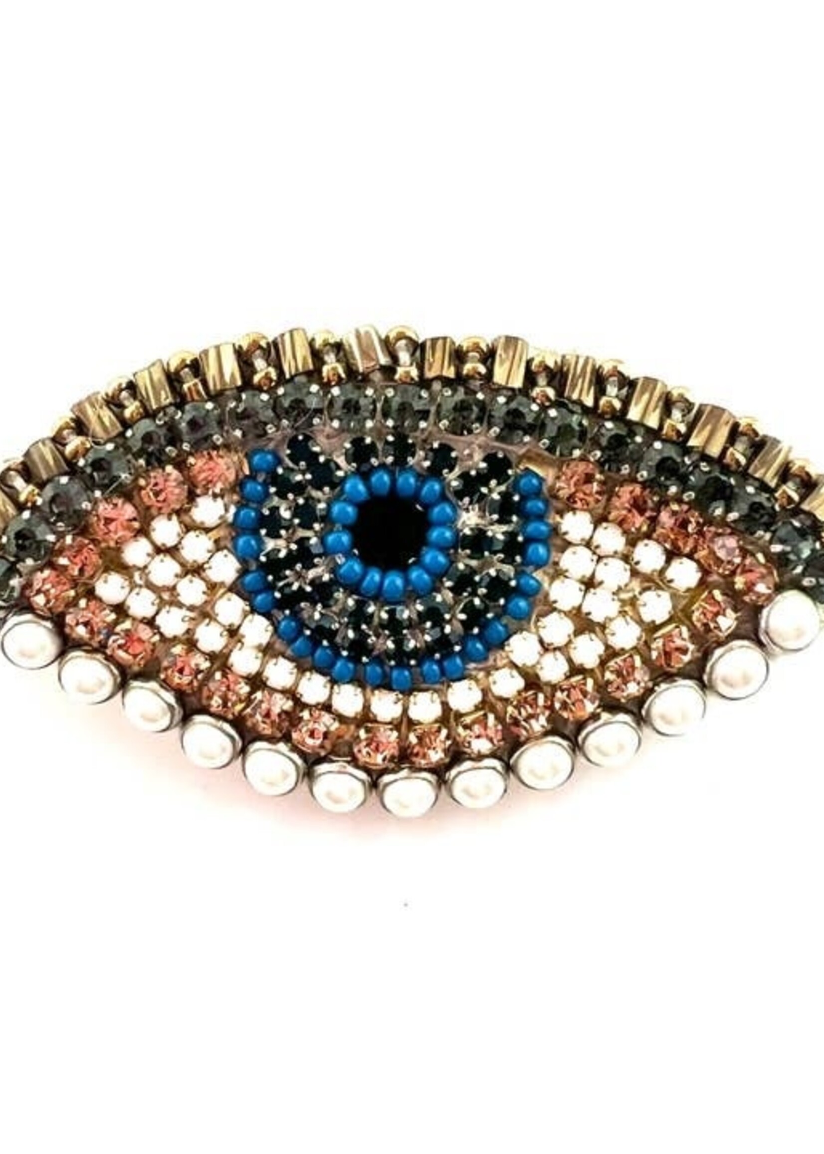 Blue Evil Eye Beaded Brooch