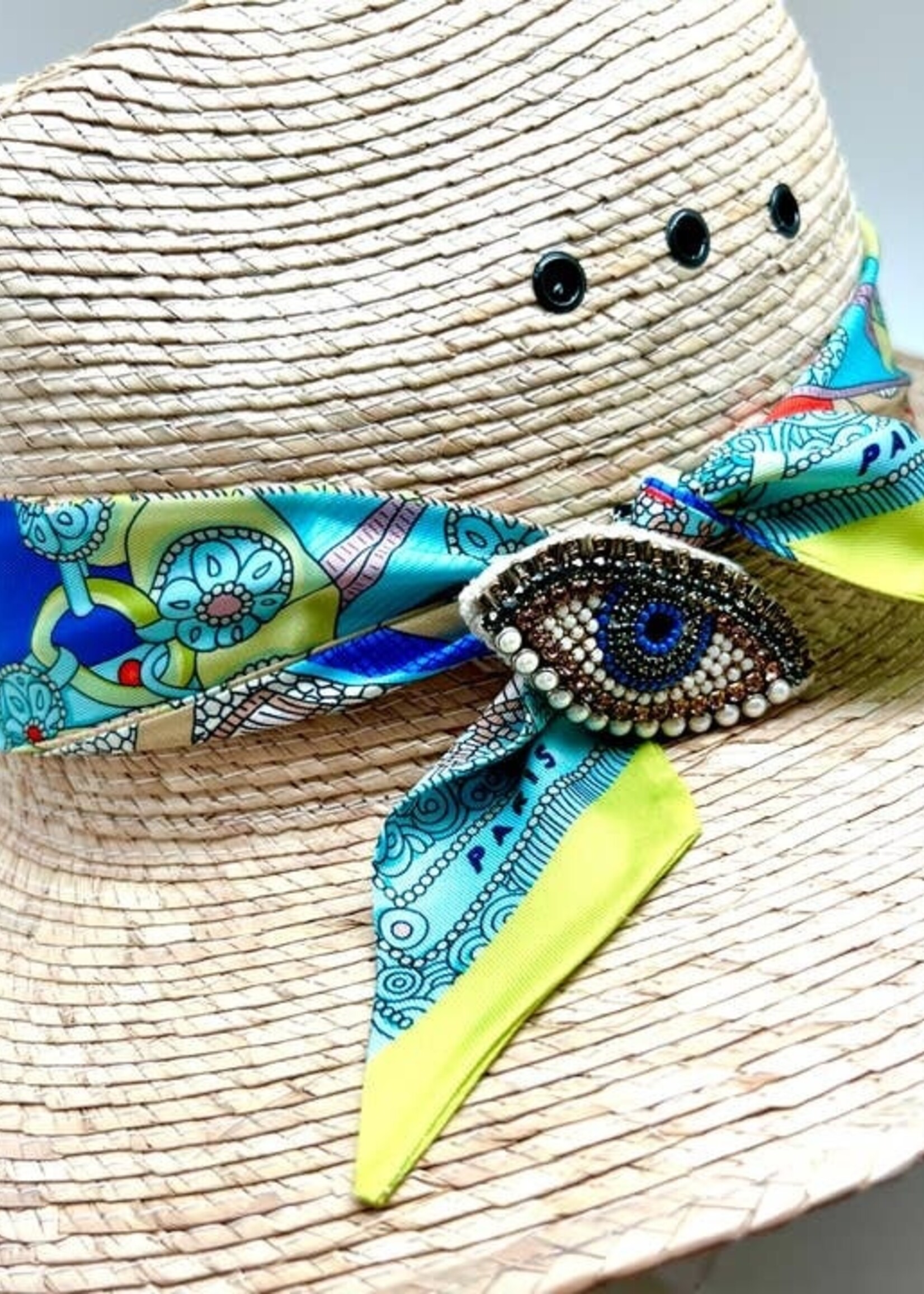 Blue Evil Eye Beaded Brooch