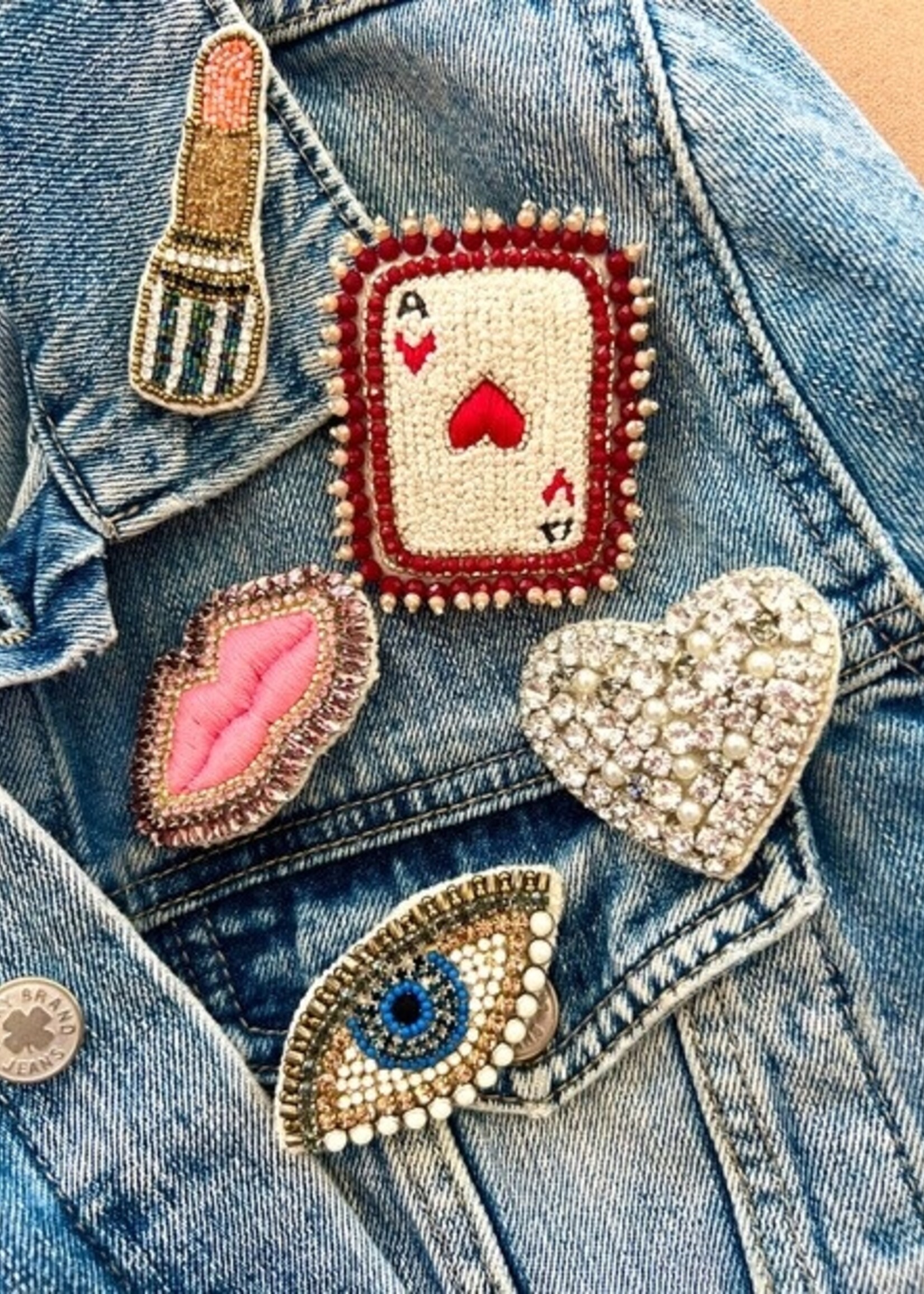 Karli Buxton Red Lips Beaded Brooch