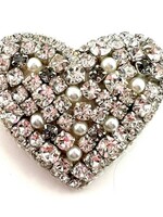 Crystal Heart Beaded Brooch