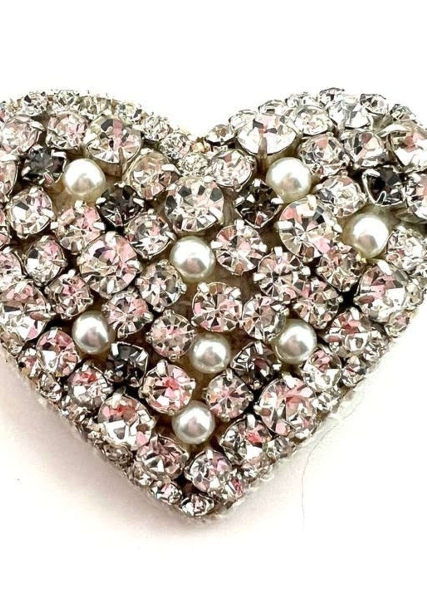 Crystal Heart Beaded Brooch
