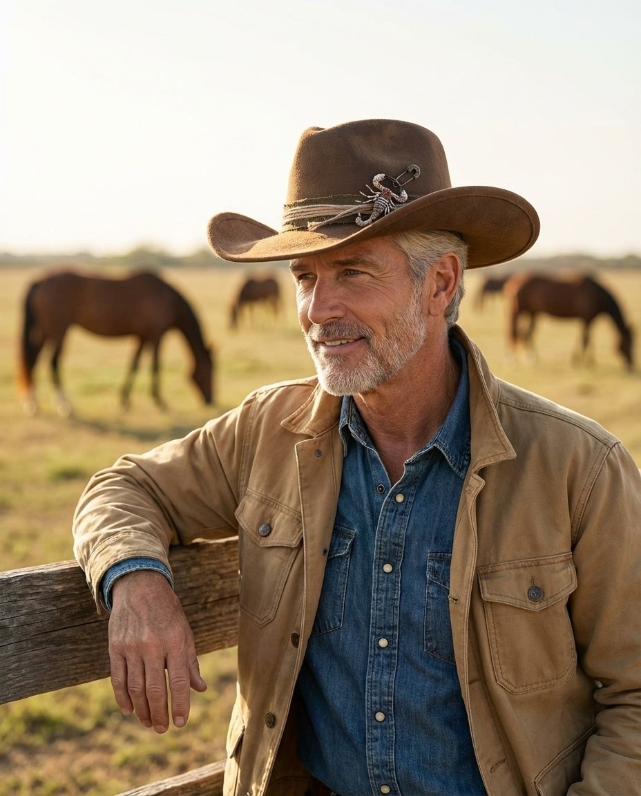 Man in a cowboy hat wearing the Trovelore Desert Scorpion pin