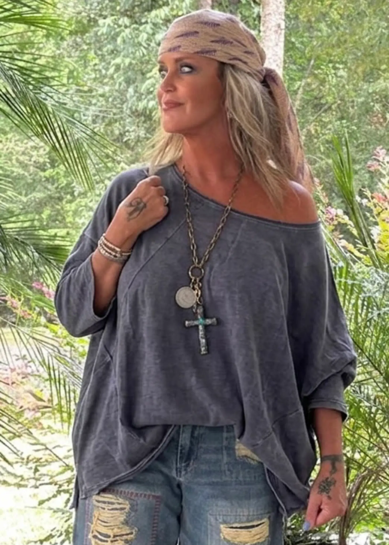 Jaded Gypsy Clothing Be Free Top Vintage Indigo One Size