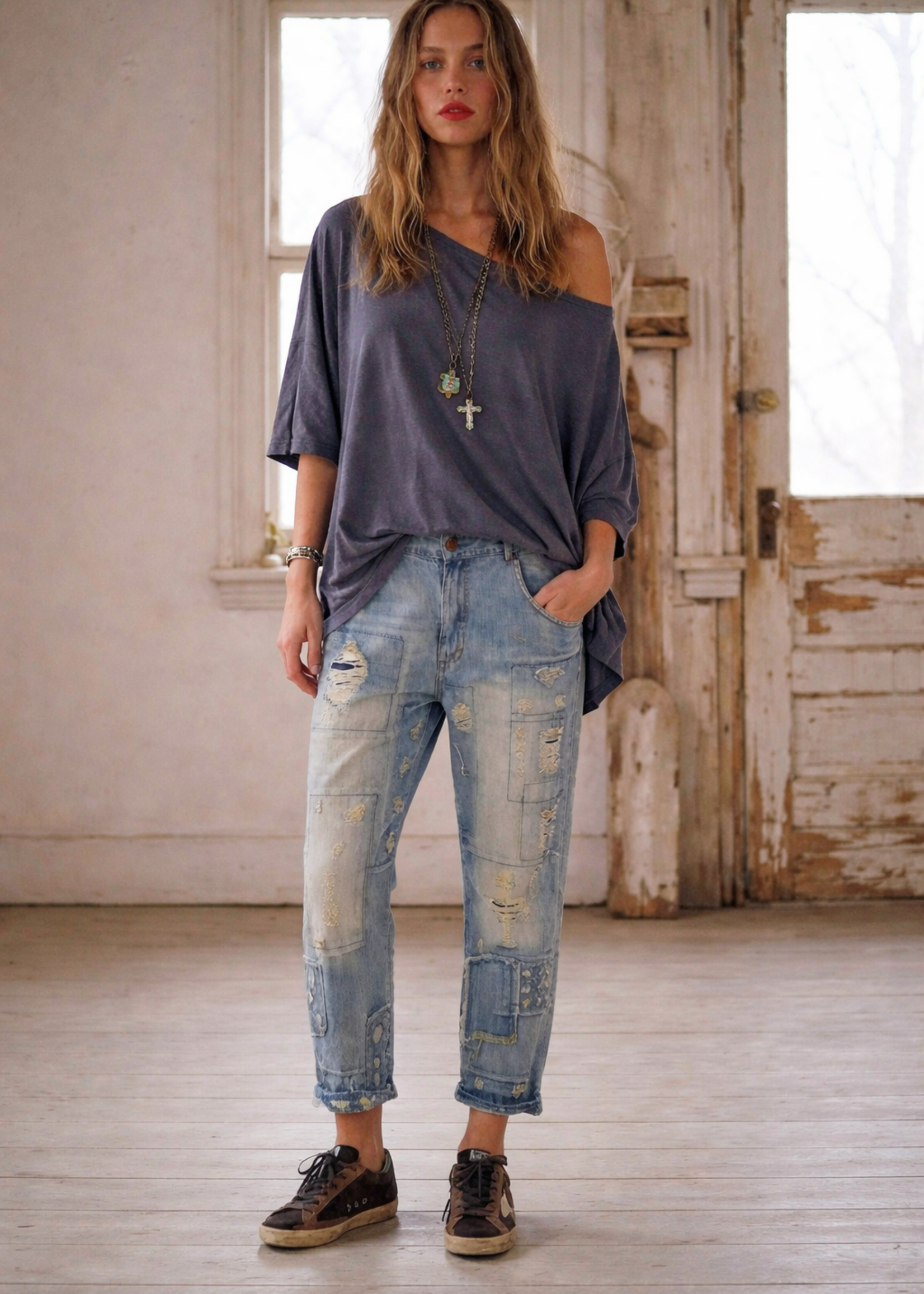 Jaded Gypsy Clothing Be Free Top Vintage Indigo One Size