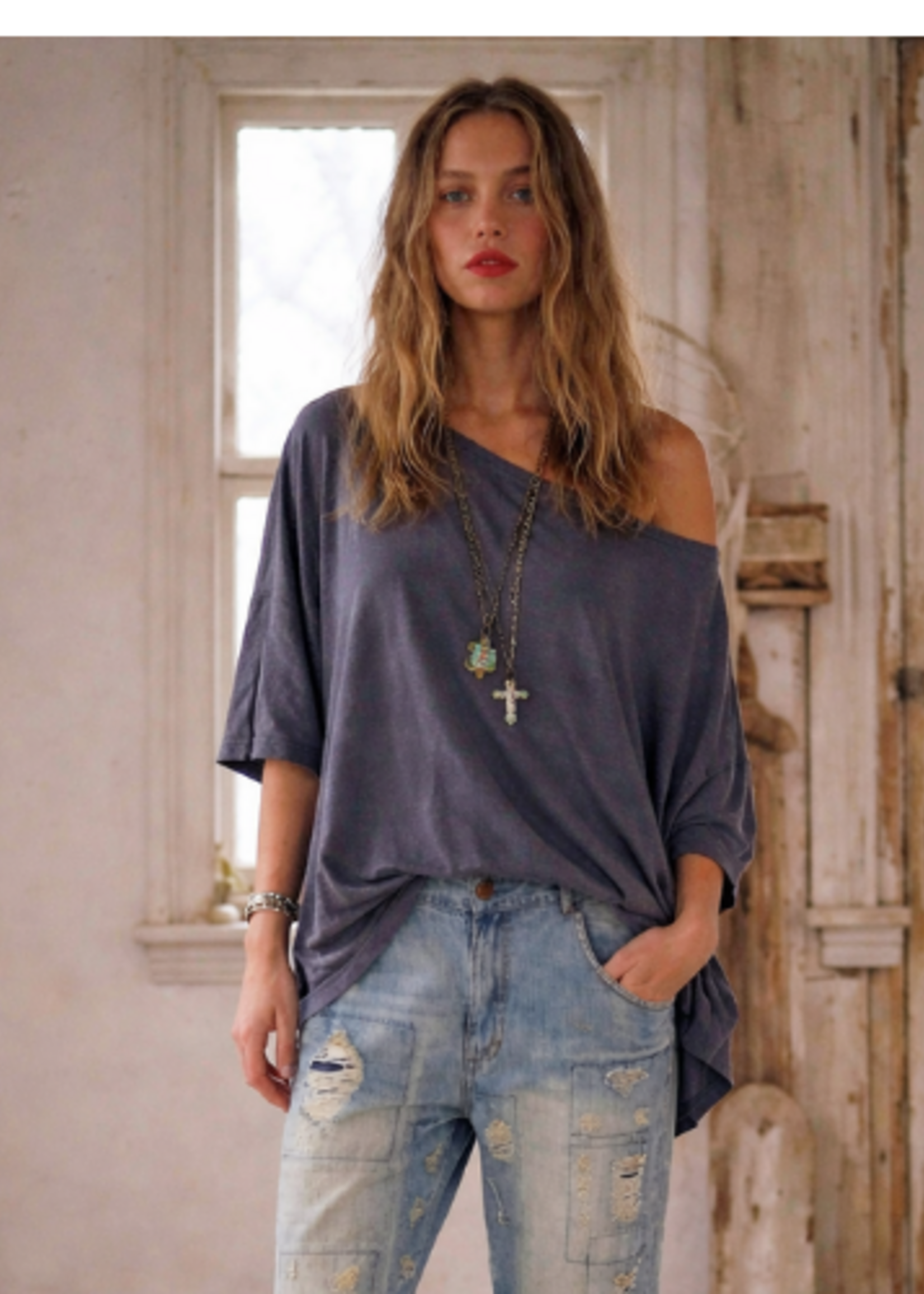 Jaded Gypsy Clothing Be Free Top Vintage Indigo One Size
