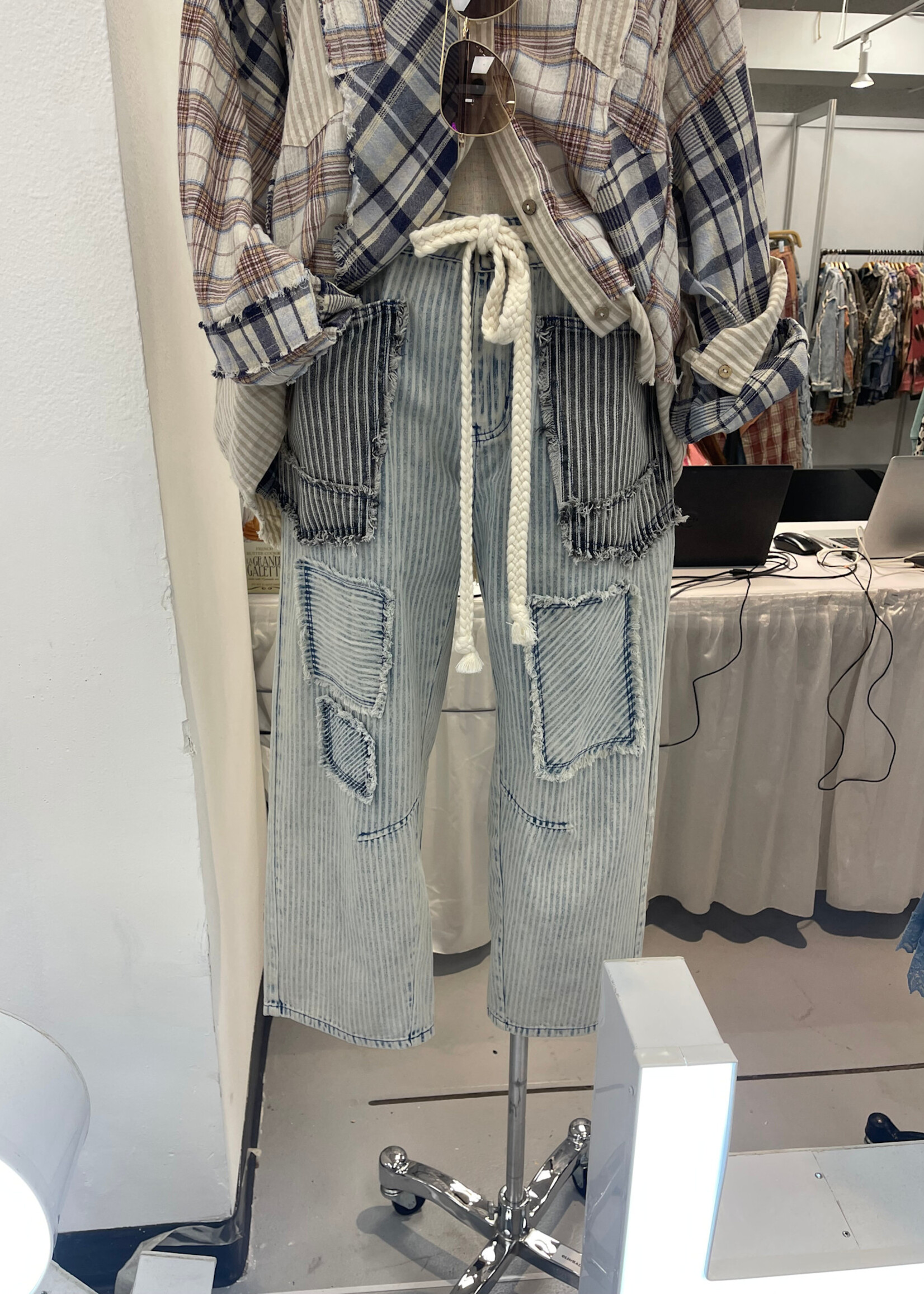 Oli & Hali Multi Stripe Patch Barrel Jean