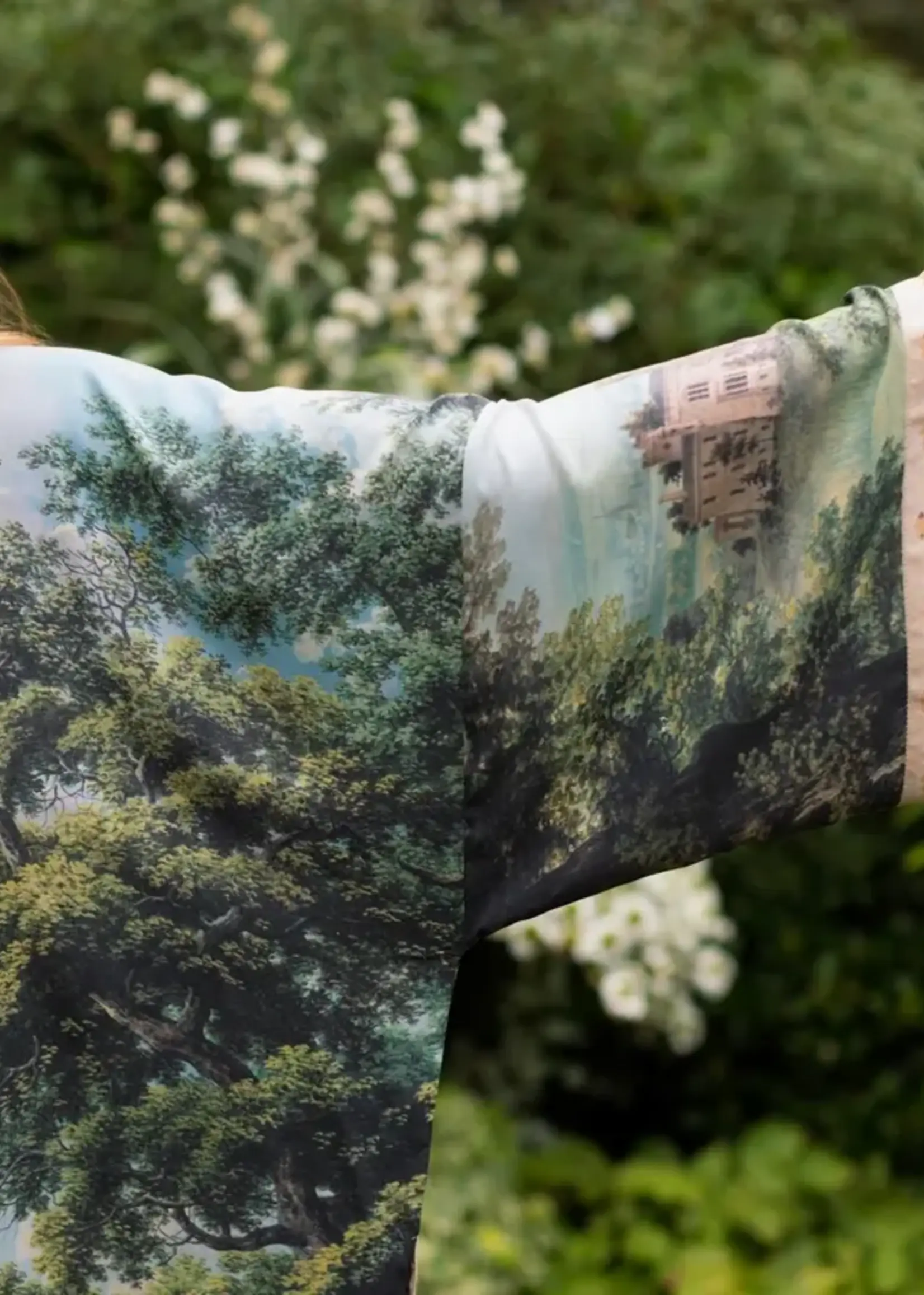 Market of Stars The Mythmaker Opera Duster Kimono w/ Pastoral Landscape & Unicorn