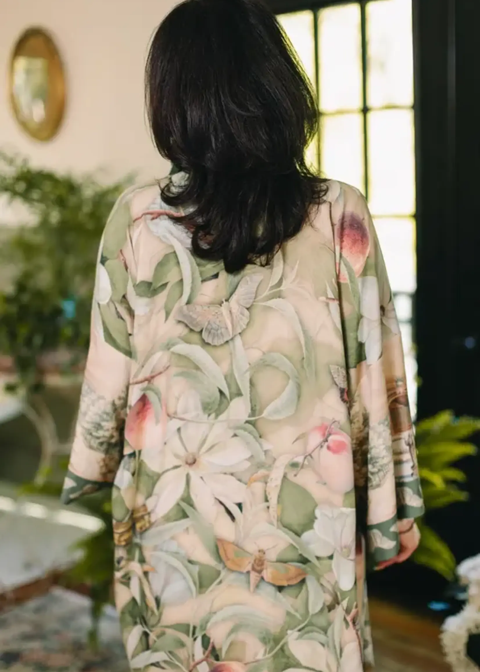 Market of Stars Fleur De Soleil Opera Duster Kimono Robe w/ Florals