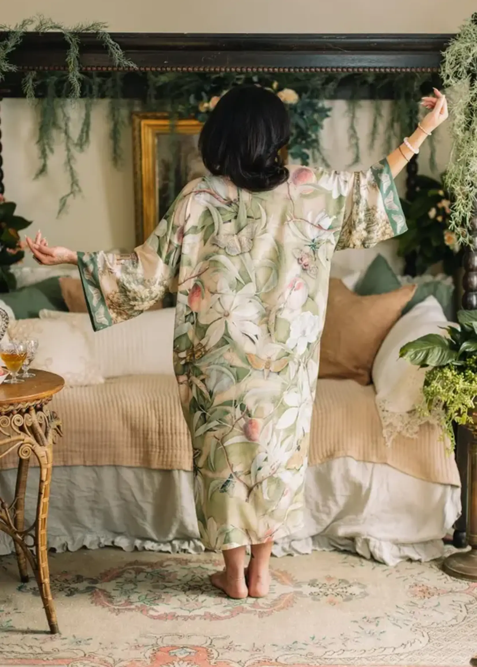 Market of Stars Fleur De Soleil Opera Duster Kimono Robe w/ Florals