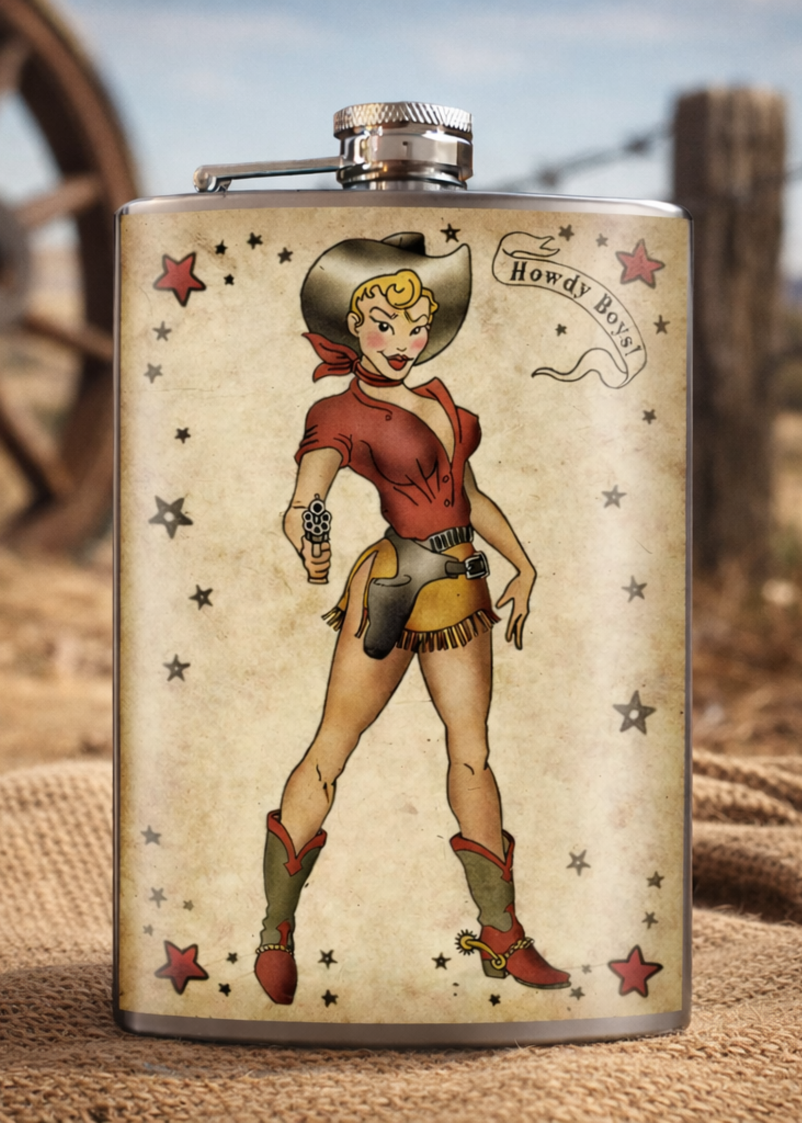 Howdy Boys Cowgirl Flask