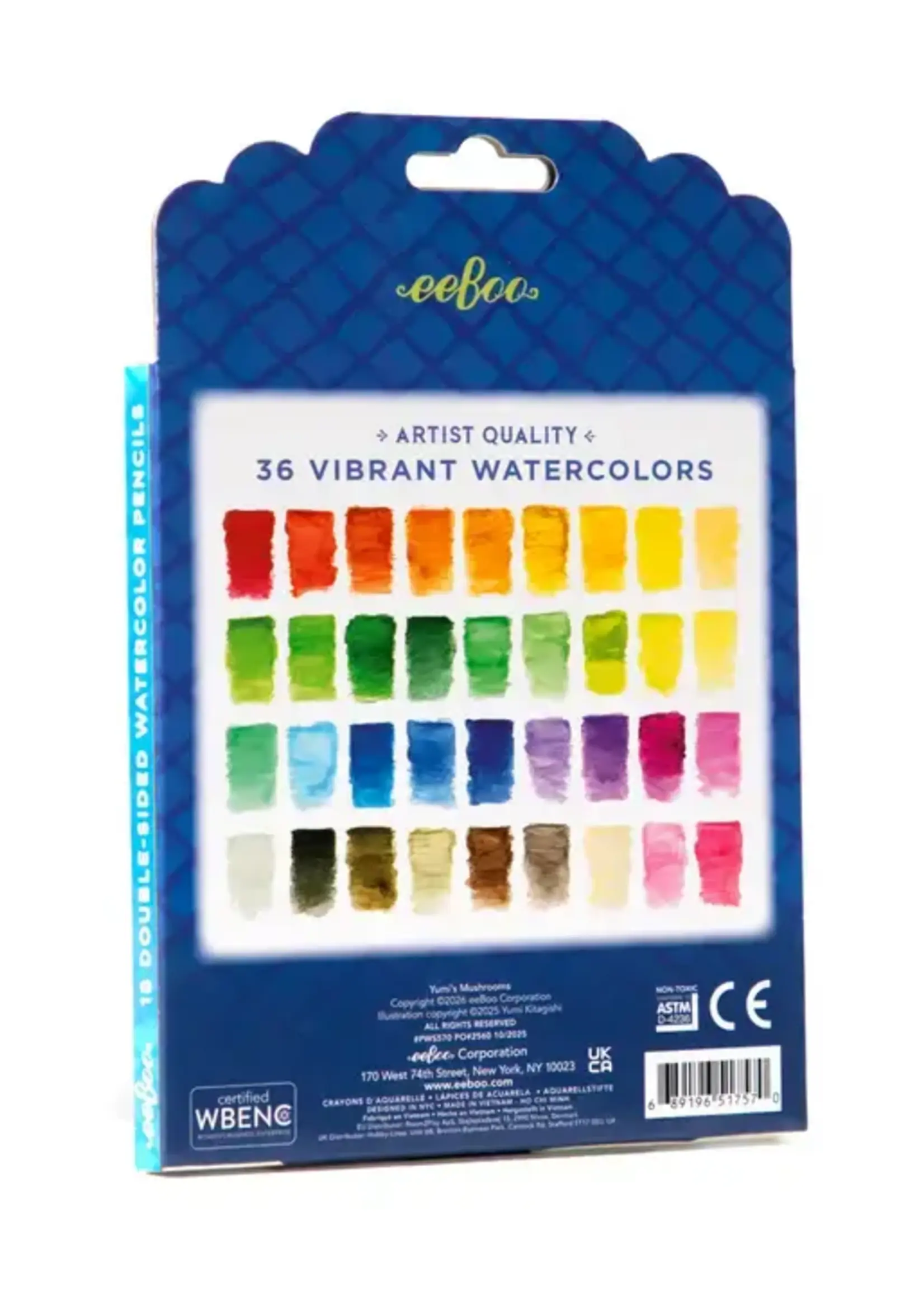 eeBoo Yumi Kitagishi Mushrooms 18 Double-Sided Watercolor Pencils