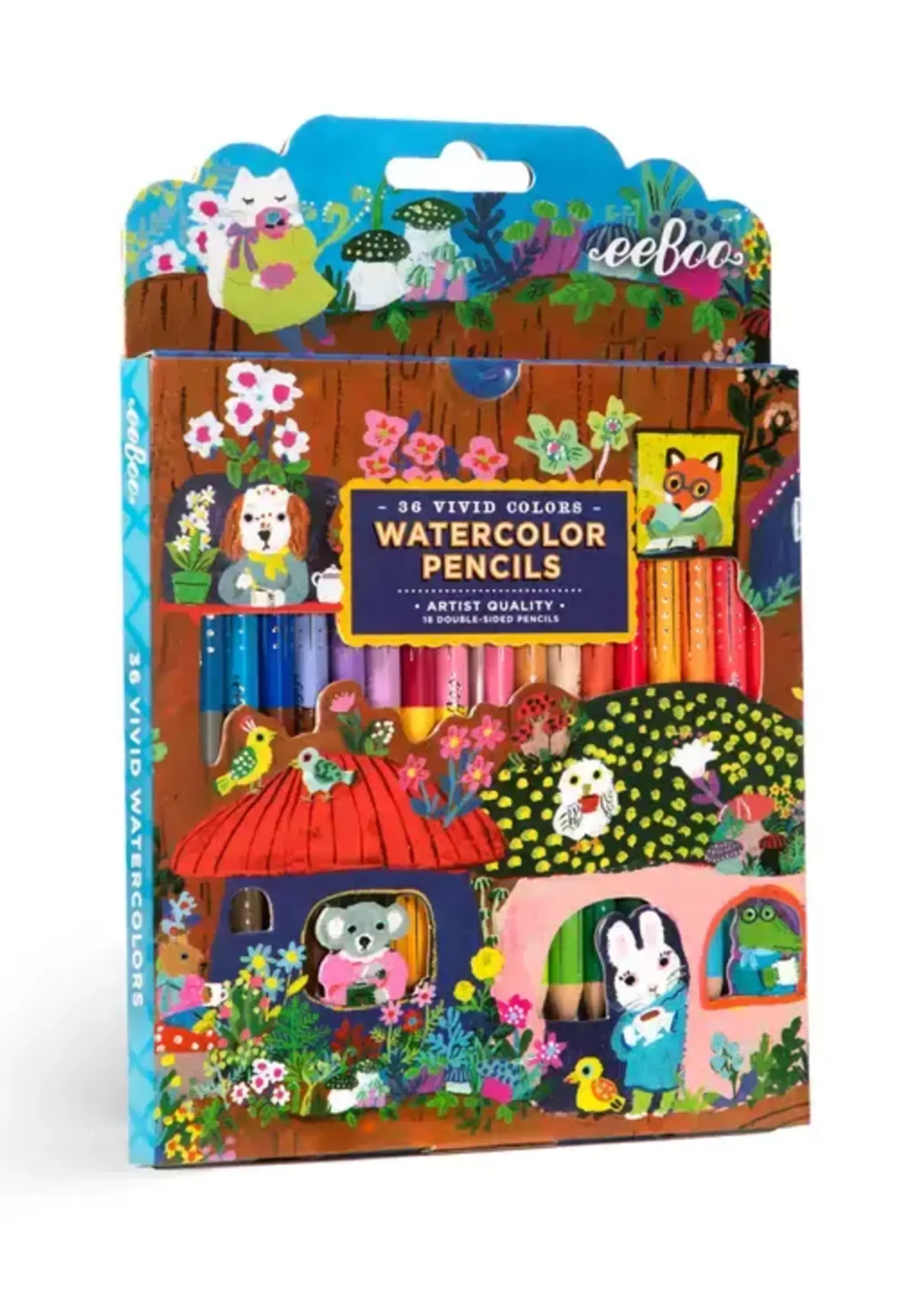 eeBoo Yumi Kitagishi Mushrooms 18 Double-Sided Watercolor Pencils