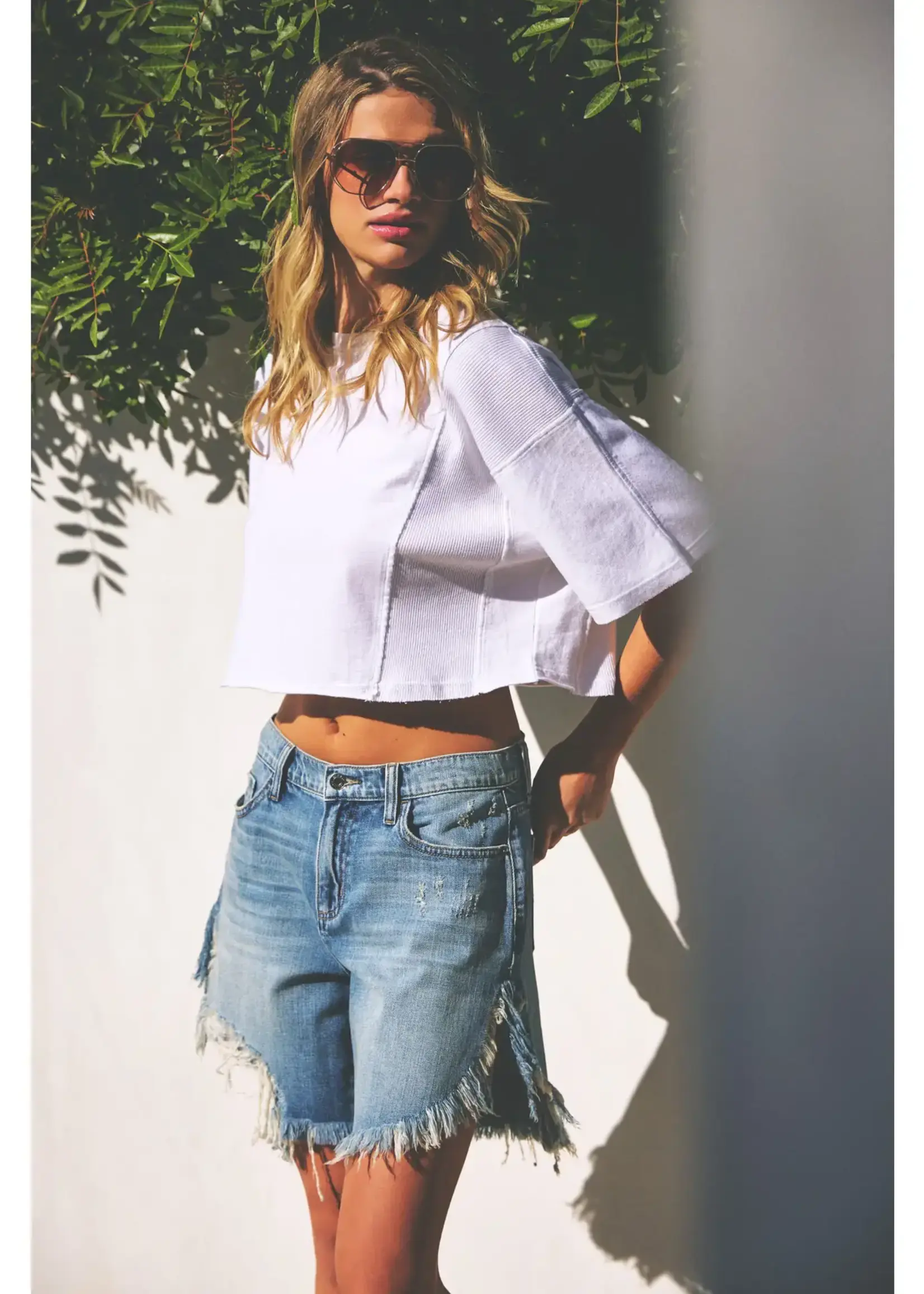 Cello Jeans Mid Waist Cut Off Shorts