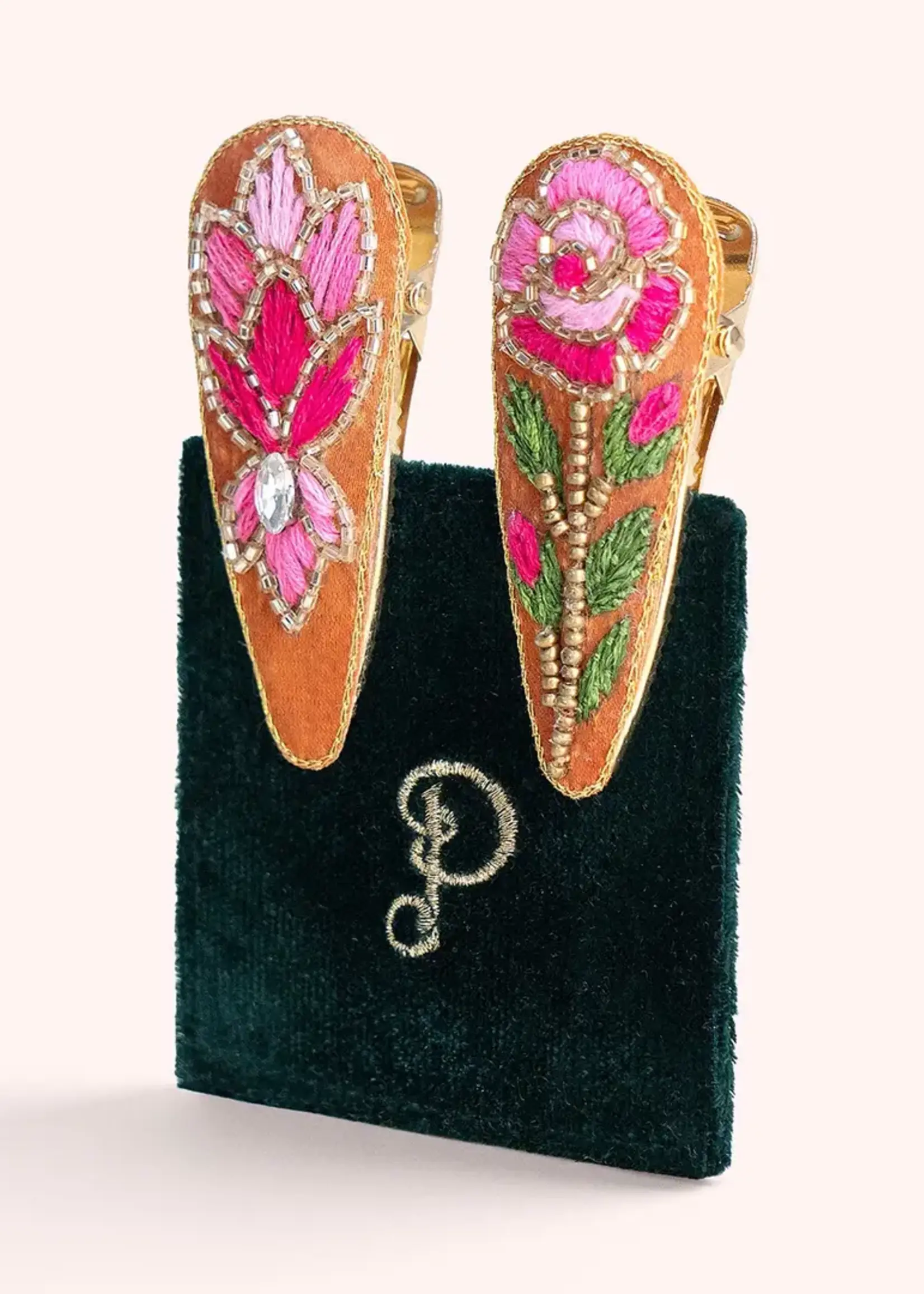 Jeweled Hair Clips - Summer Roses
