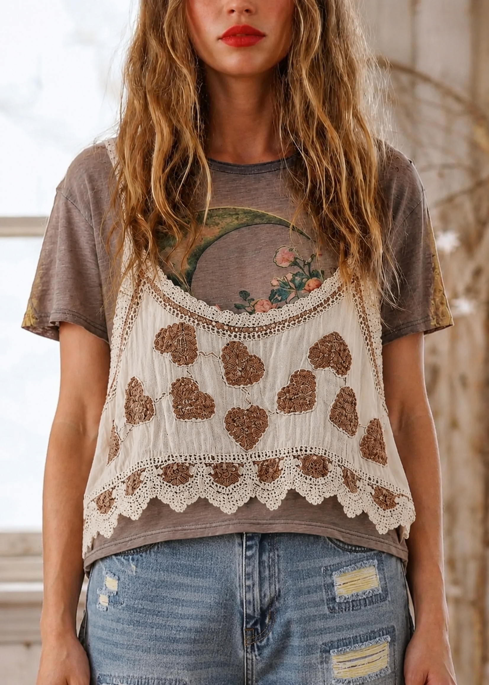 POL Crochet Heart Tank Top