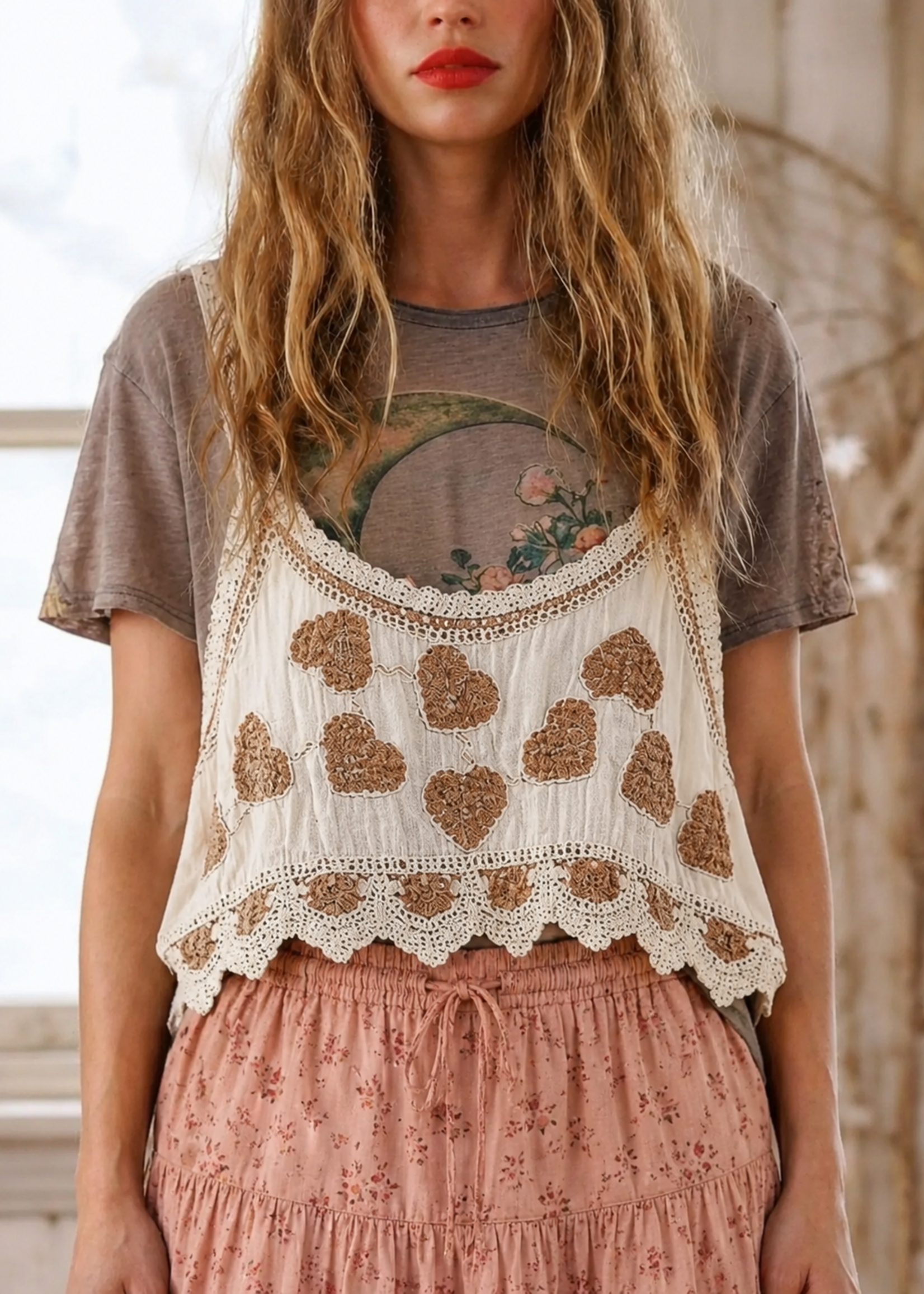 POL Crochet Heart Tank Top