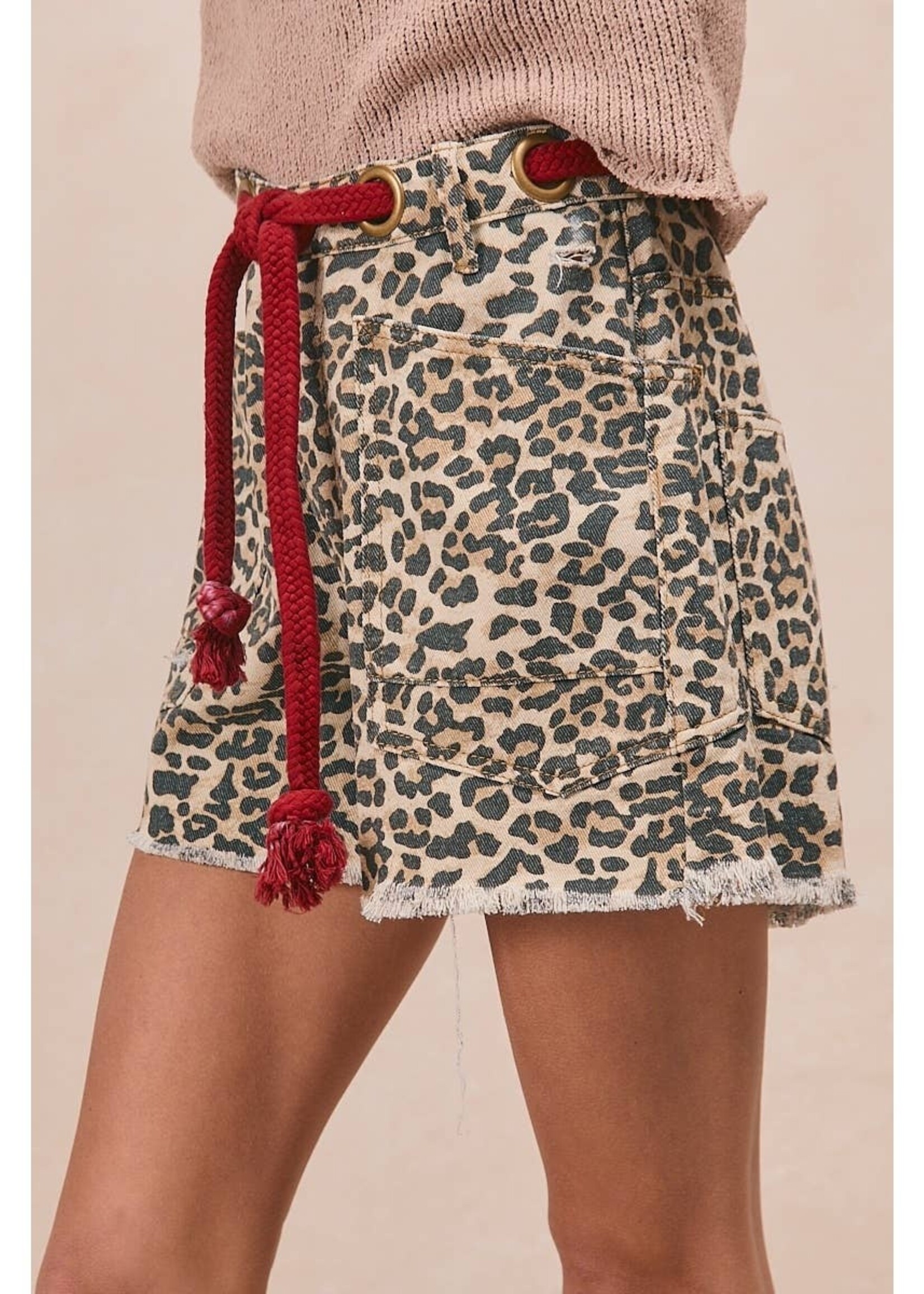 Bibi Braided Waist Belt Leopard Shorts PREORDER JULY