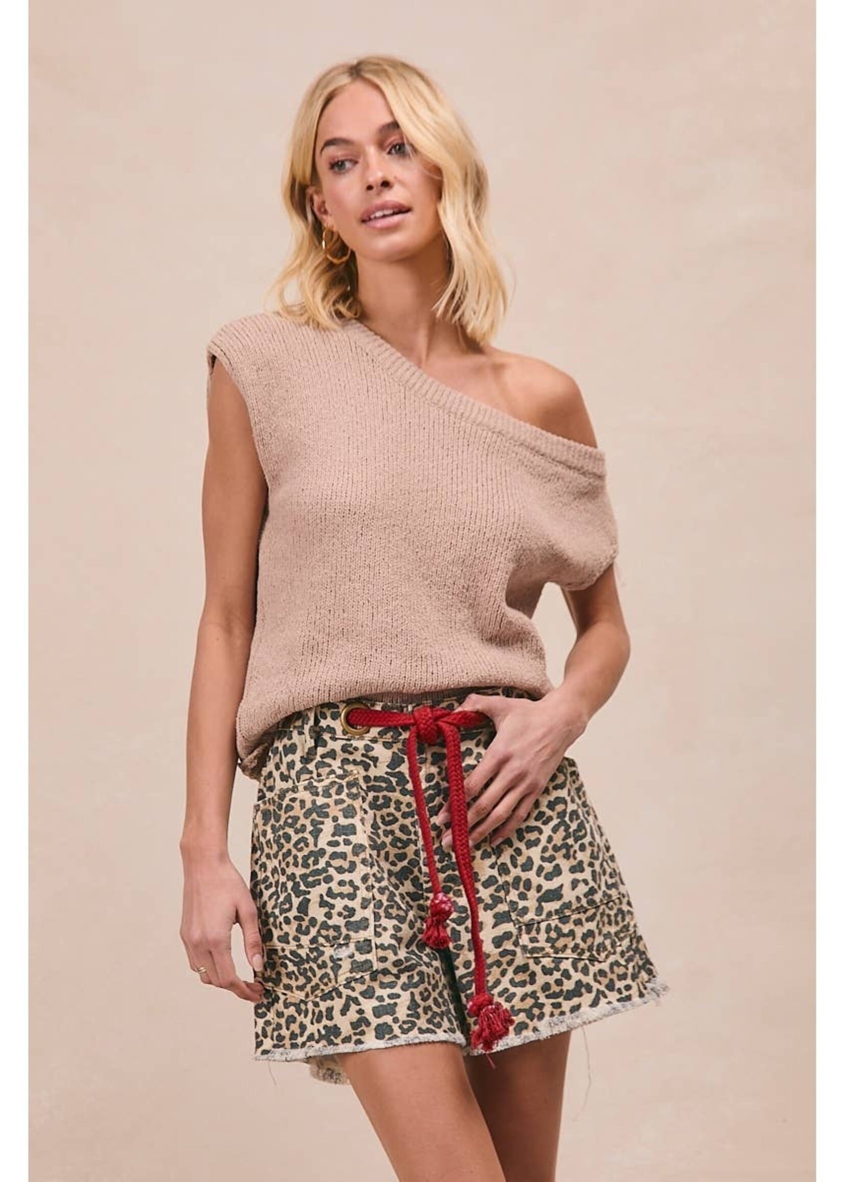 Bibi Braided Waist Belt Leopard Shorts PREORDER JULY