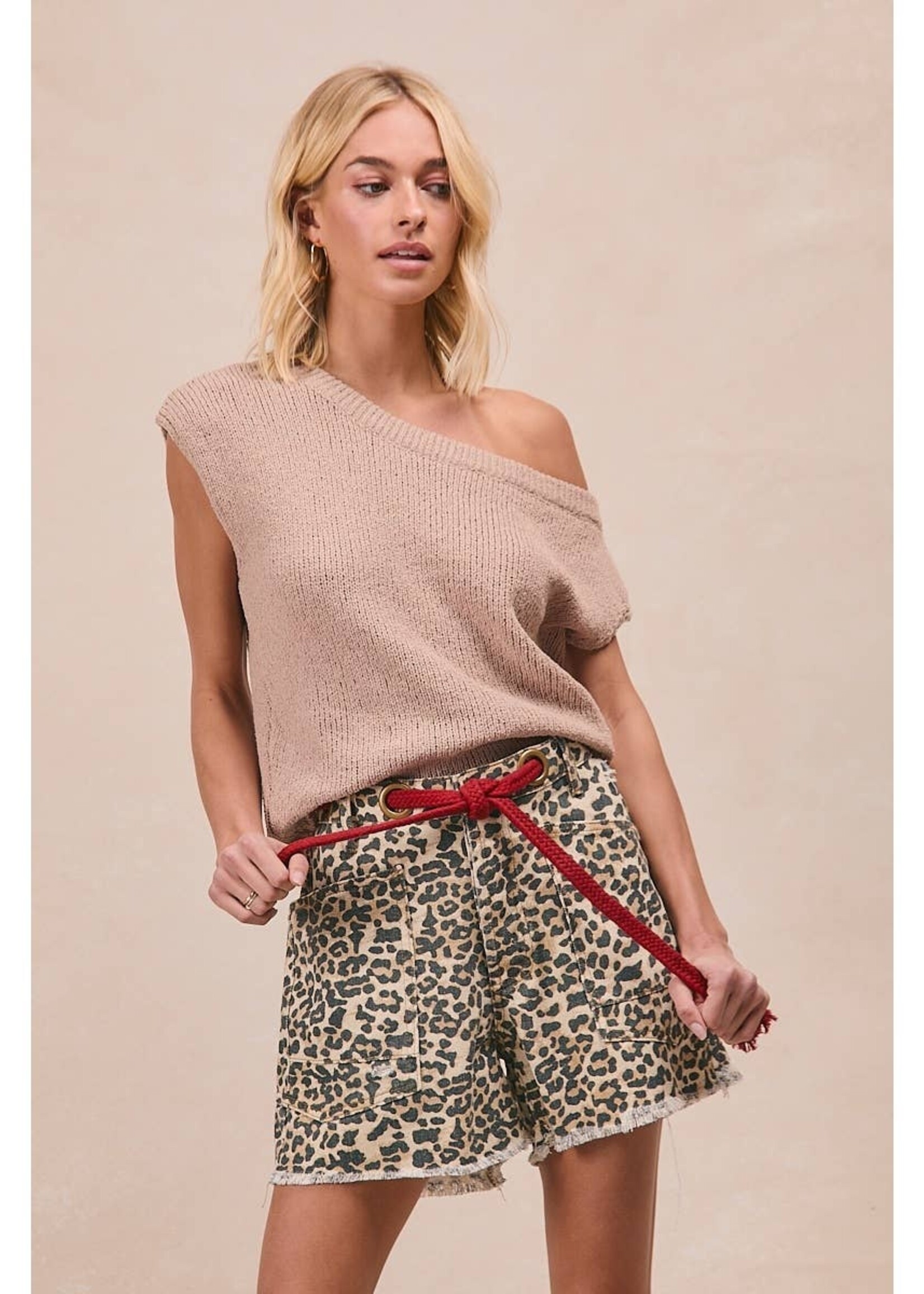 Bibi Braided Waist Belt Leopard Shorts PREORDER JULY