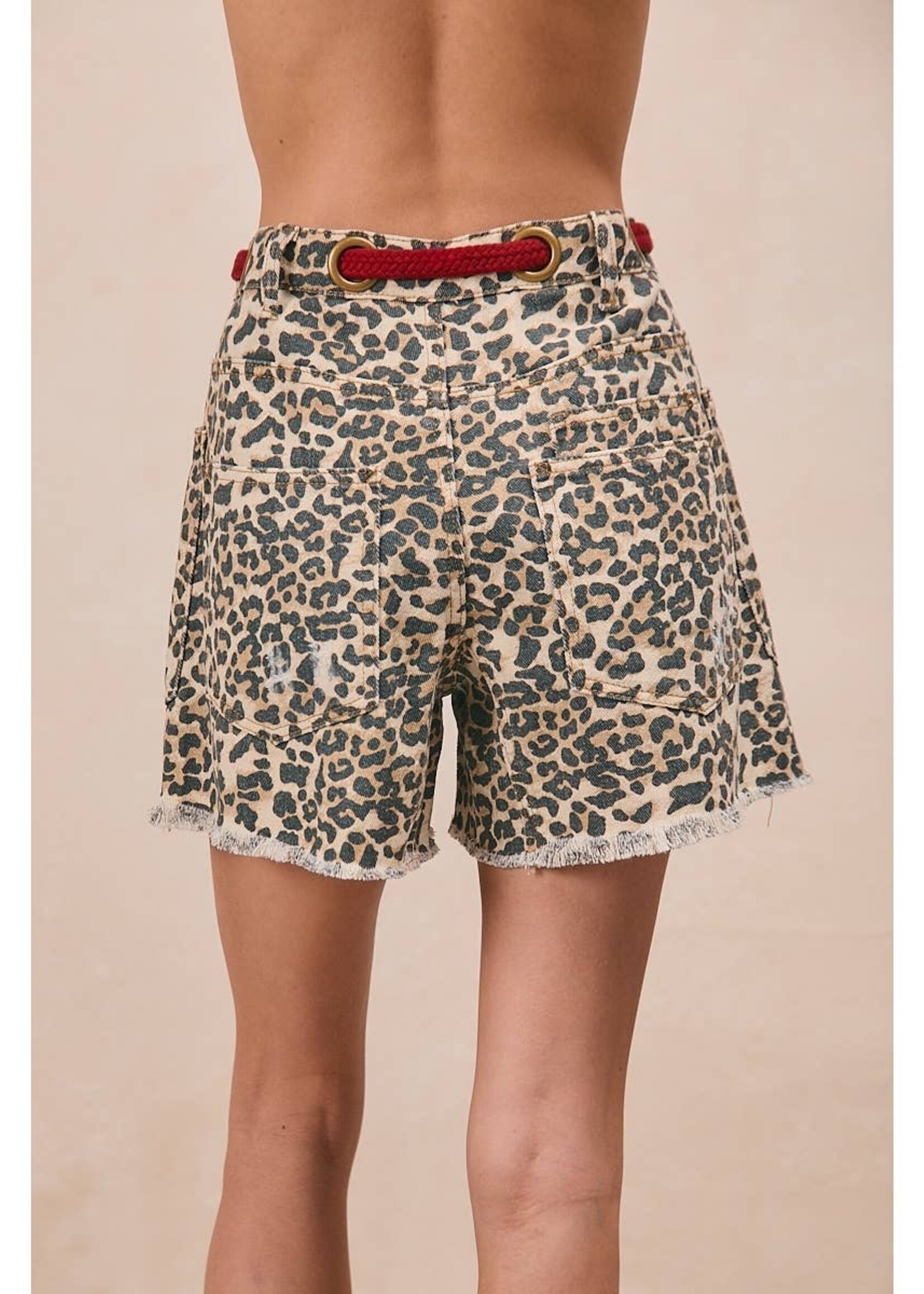 Bibi Braided Waist Belt Leopard Shorts PREORDER JULY
