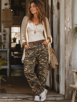 Blue Velvet Distressed Camo Jean Patchwork Pants
