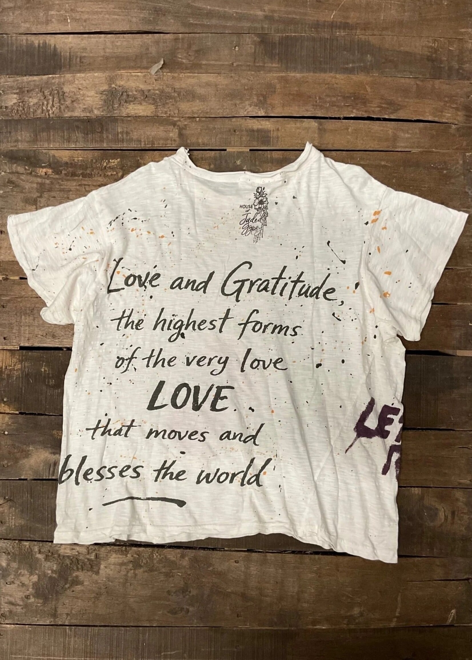 House of Jaded Gypsy Worn and Weathered Tee Love Rules One Size