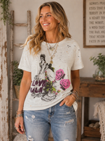 House of Jaded Gypsy Worn and Weathered Tee Love Rules One Size