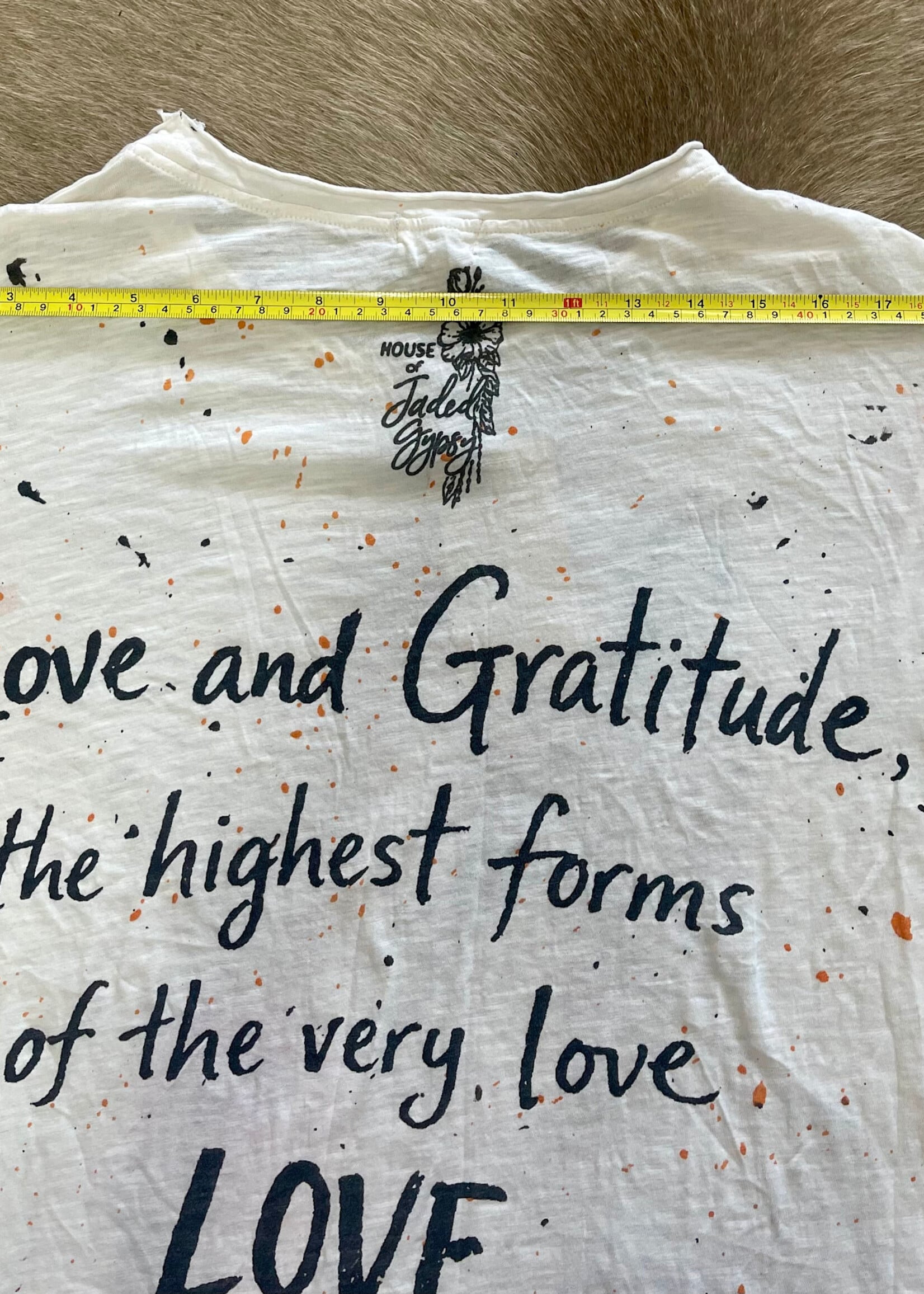 House of Jaded Gypsy Worn and Weathered Tee Love Rules One Size