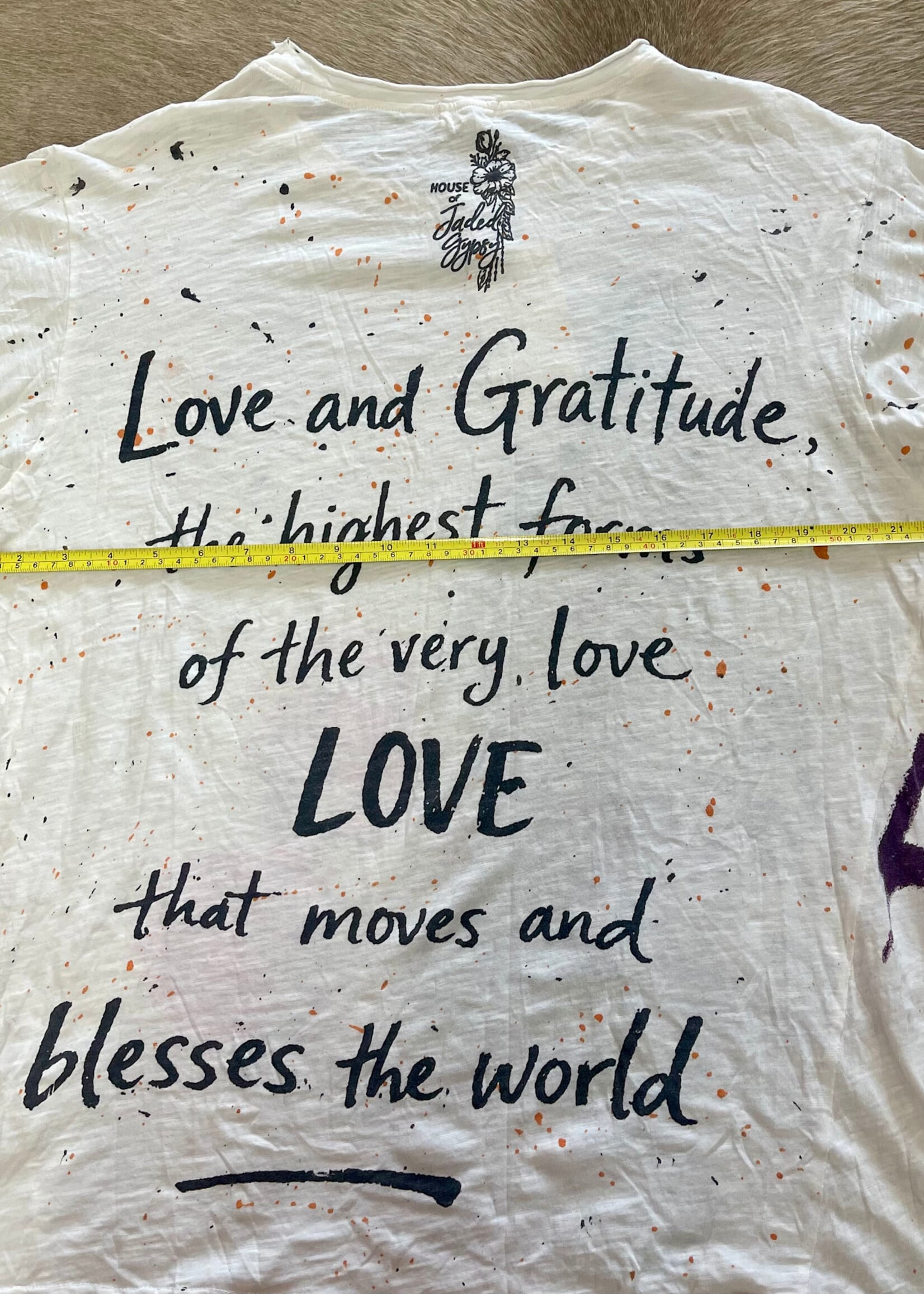 House of Jaded Gypsy Worn and Weathered Tee Love Rules One Size