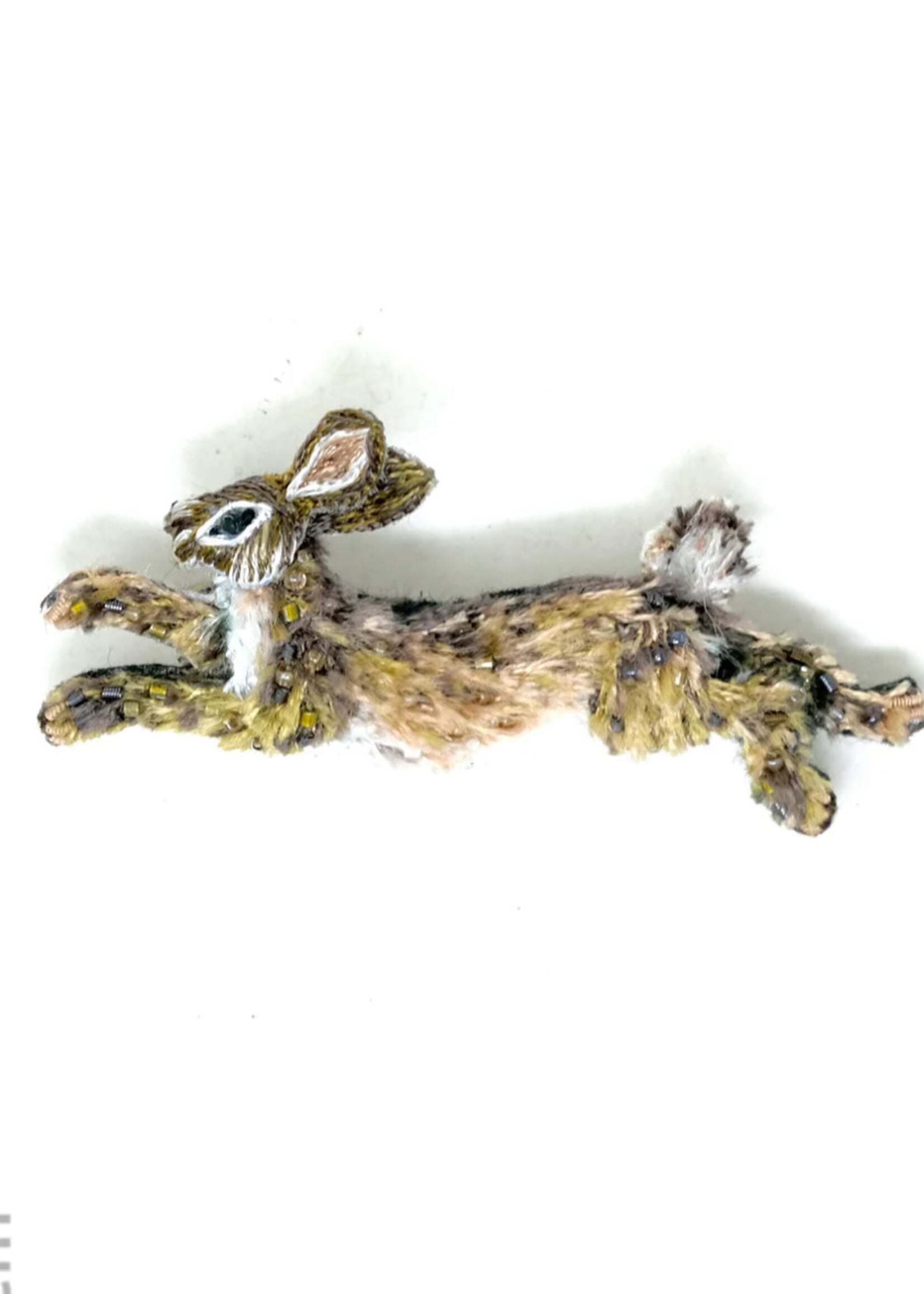 Trovelore Bounding Hare Brooch Pin Handmade PREORDER