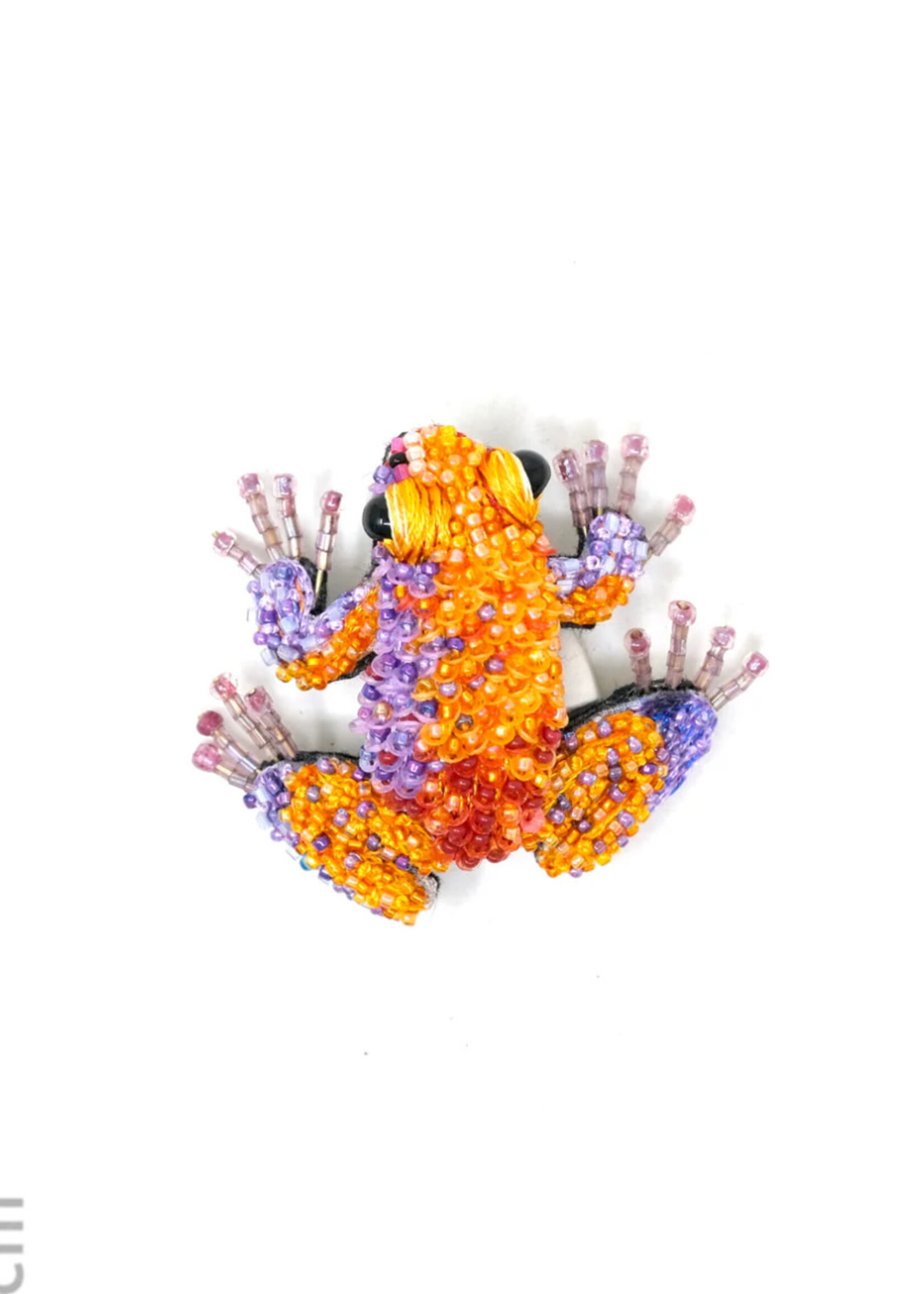 Trovelore Orange Dart Frog Brooch Pin Handmade PREORDER