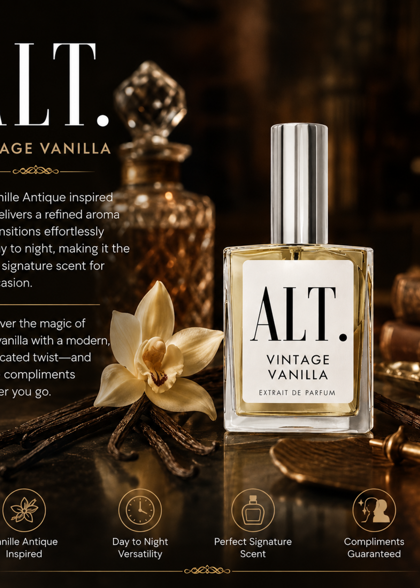 ALT. Fragrances Vintage Vanilla Perfume 30ml (Vanille Antique Byredo Inspired)