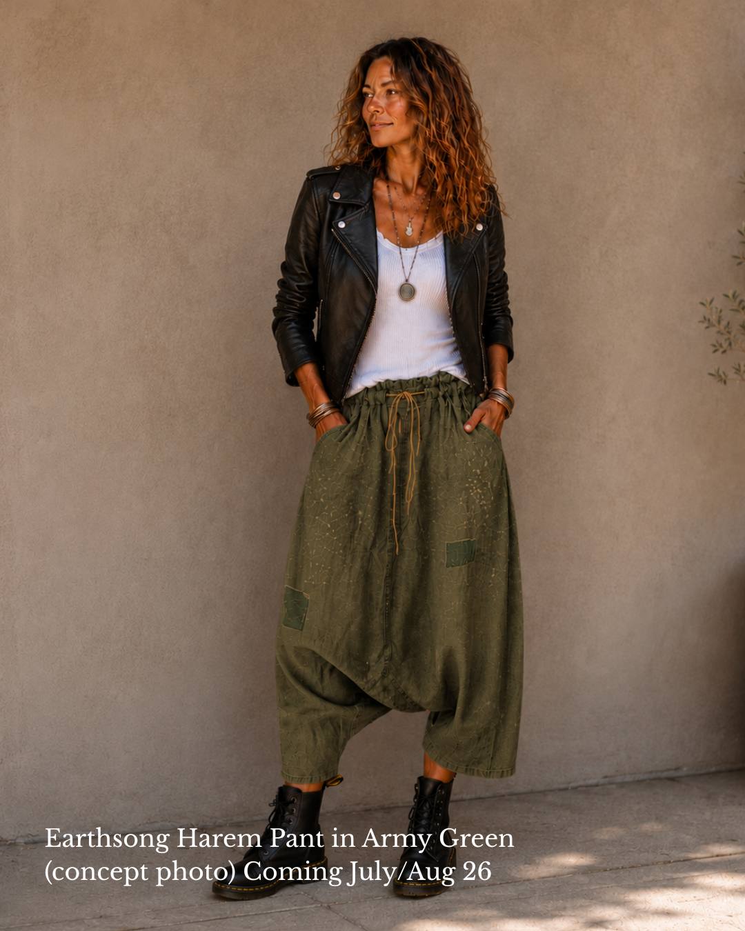 【PANTARHEY】MURAL GYPSY PANTS House of Jaded Gypsy Earthsong Harem Pant | Army Grn Boho Drop