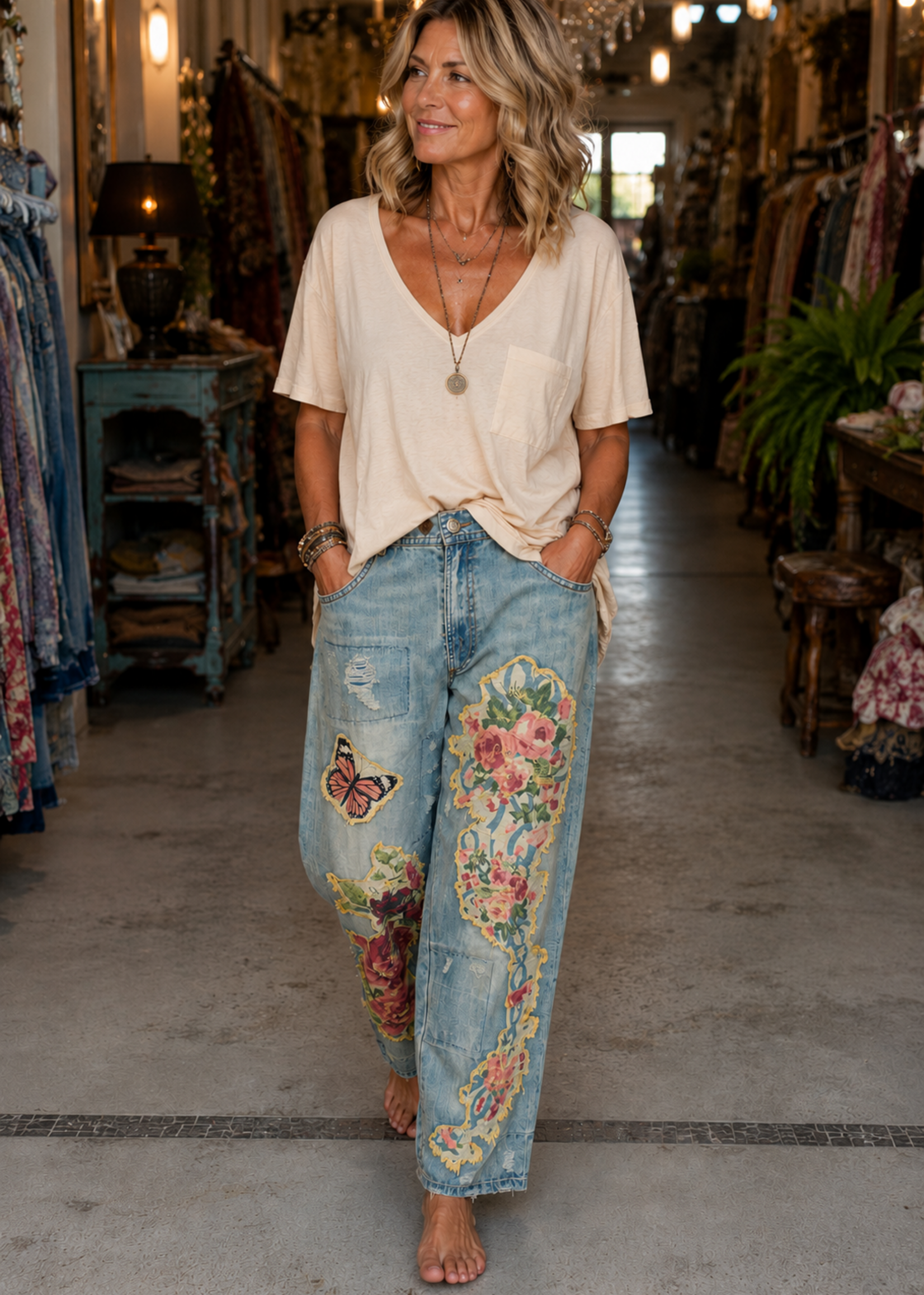 Jaded Gypsy Clothing Peace & Love Jeans Floral Garden PREORDER AUG/SEPT 26