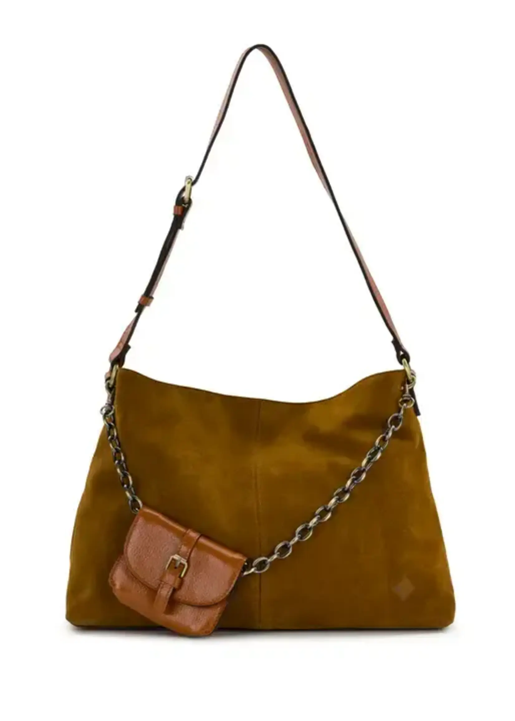 Patricia Nash Designs Liora Slouchy Tote w/ Mini Torri - Suede Leather Cognac