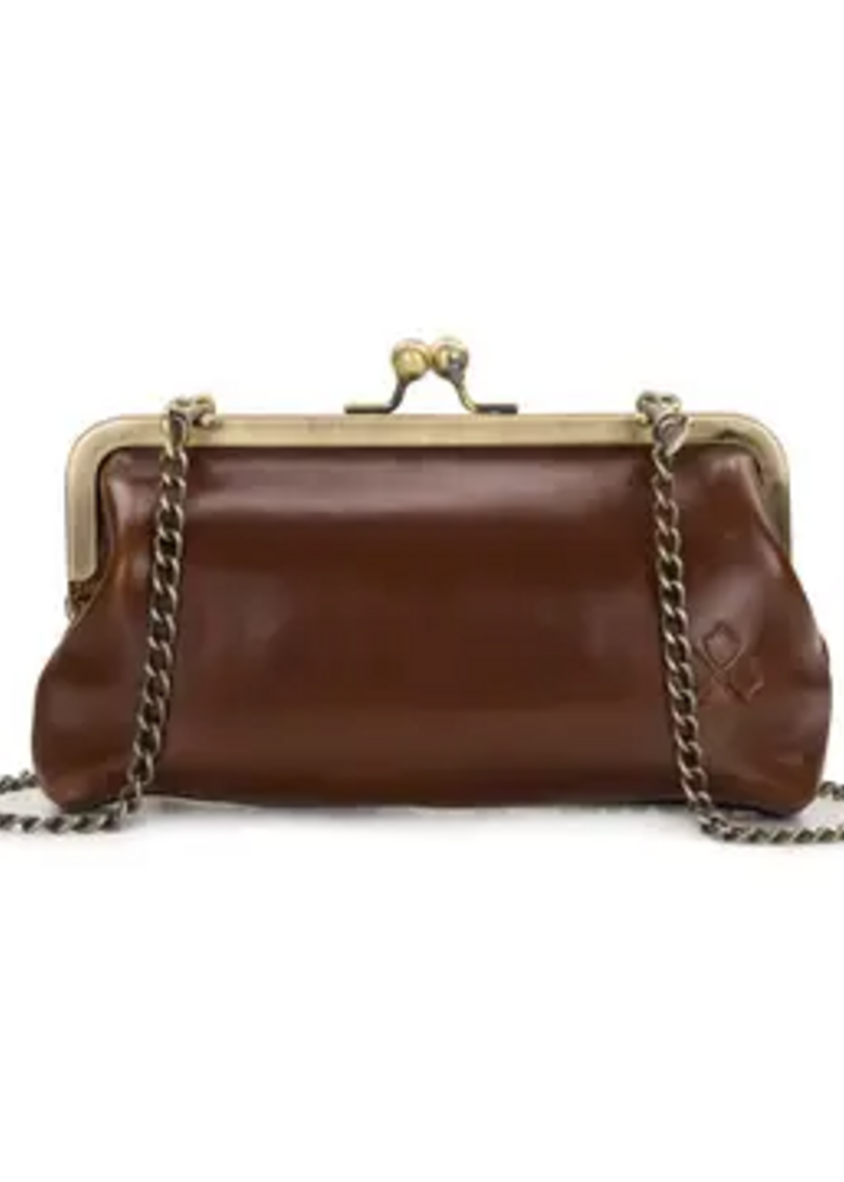 Patricia Nash Designs Mini Potenaz Chain Crossbody Kisslock Vintage Distressed Leather