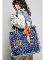POL Love Bandana Quilted Tote Bag