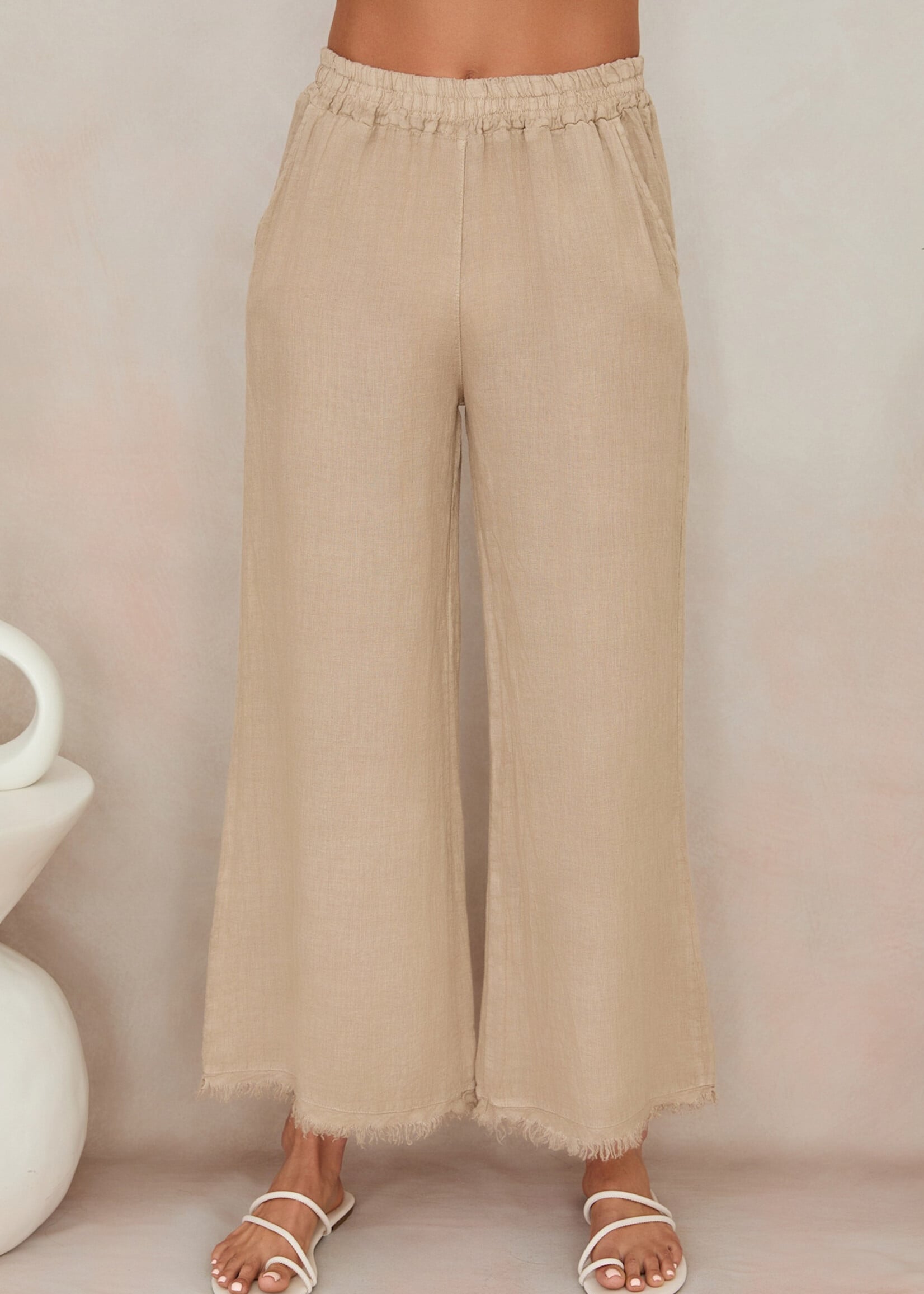Milio Milano Italian Linen Pant Beige
