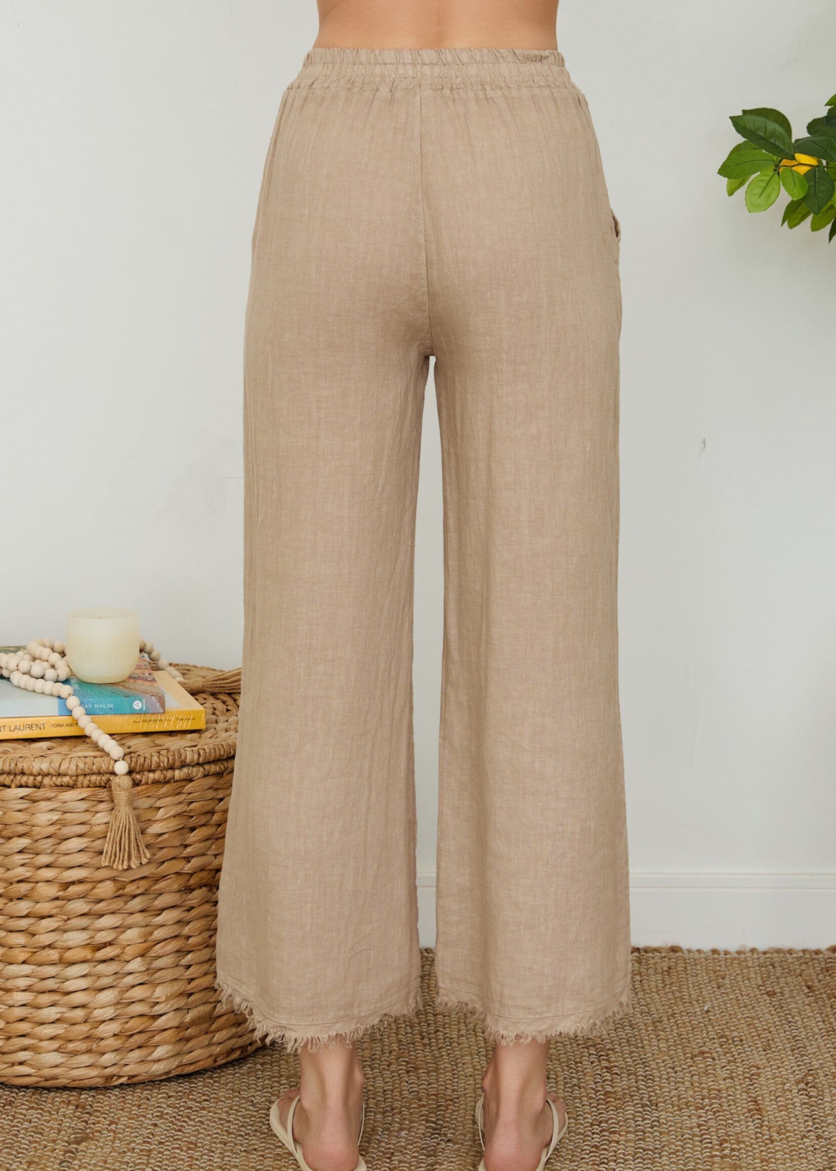 Milio Milano Italian Linen Pant Beige