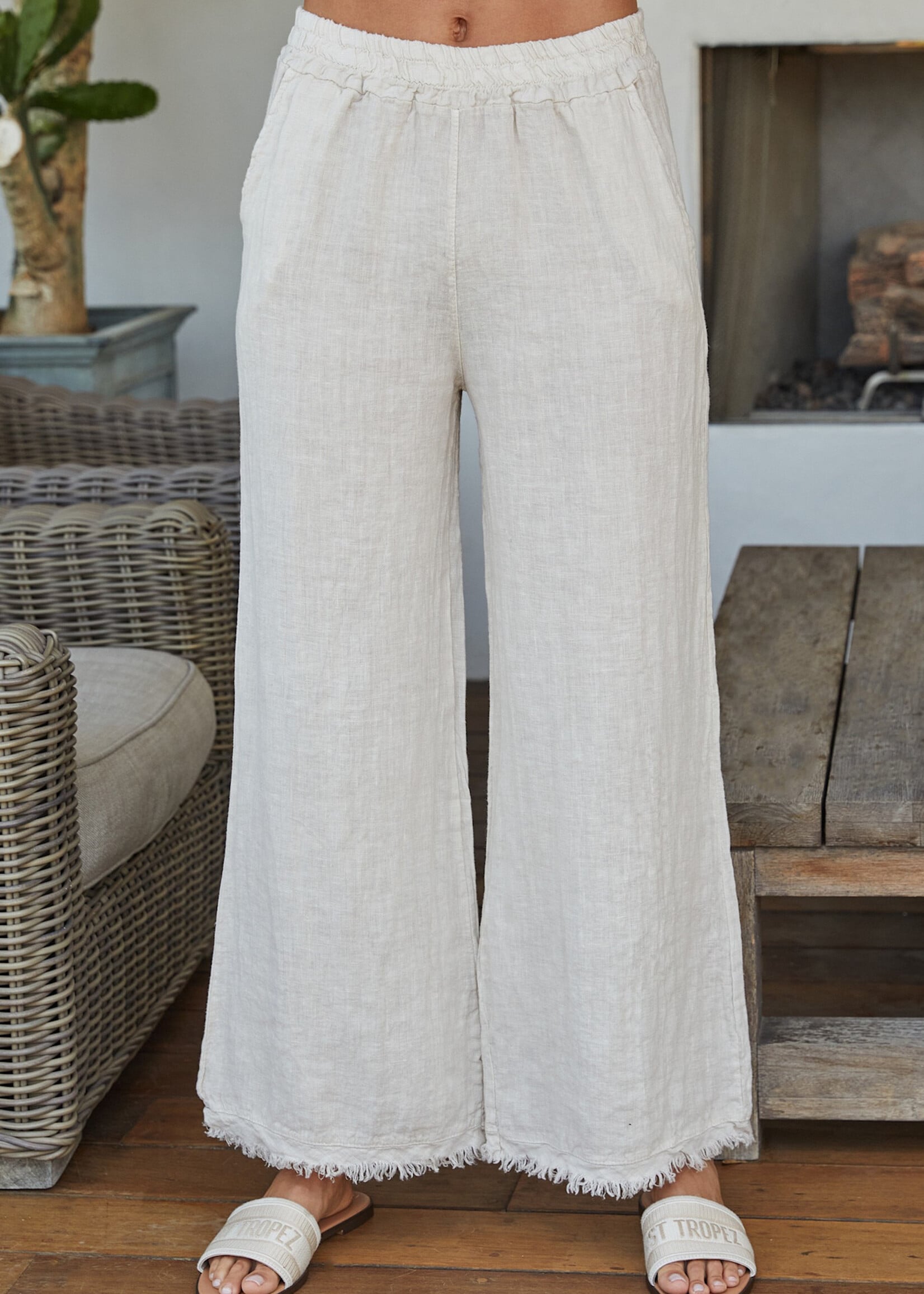 Milio Milano Italian Linen Pant Beige