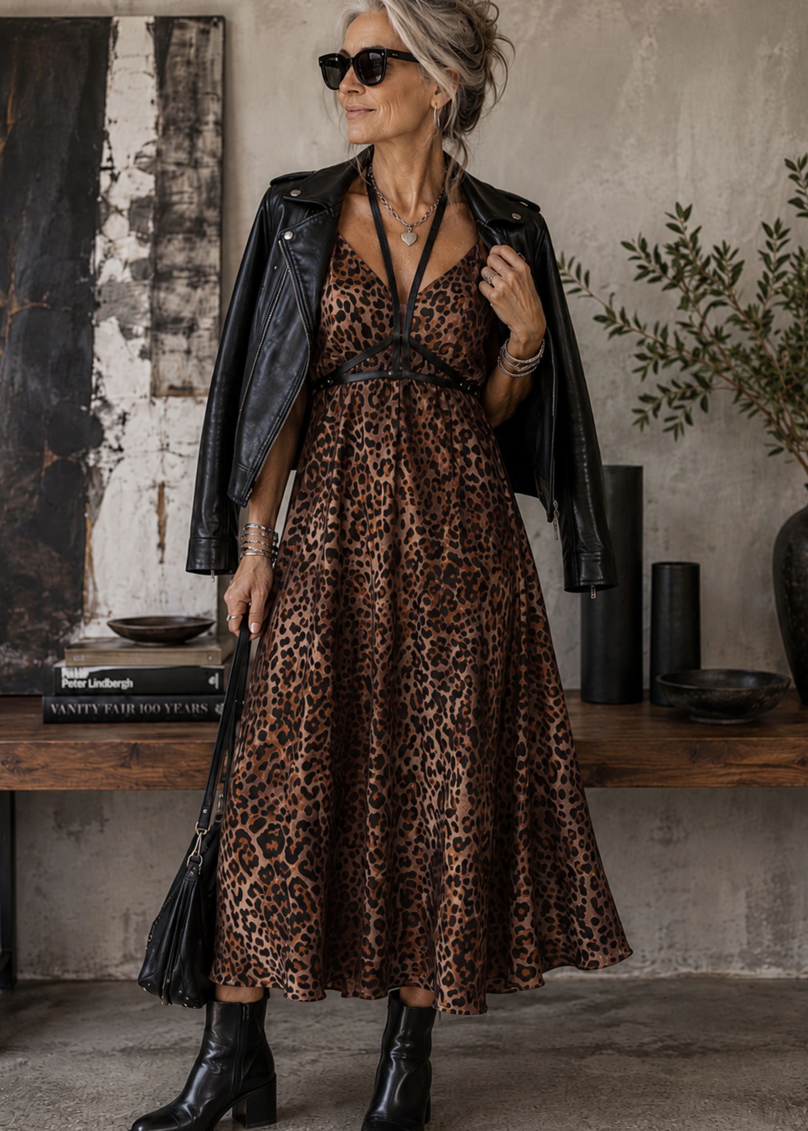 Milio Milano Slip Dress Leopard Print