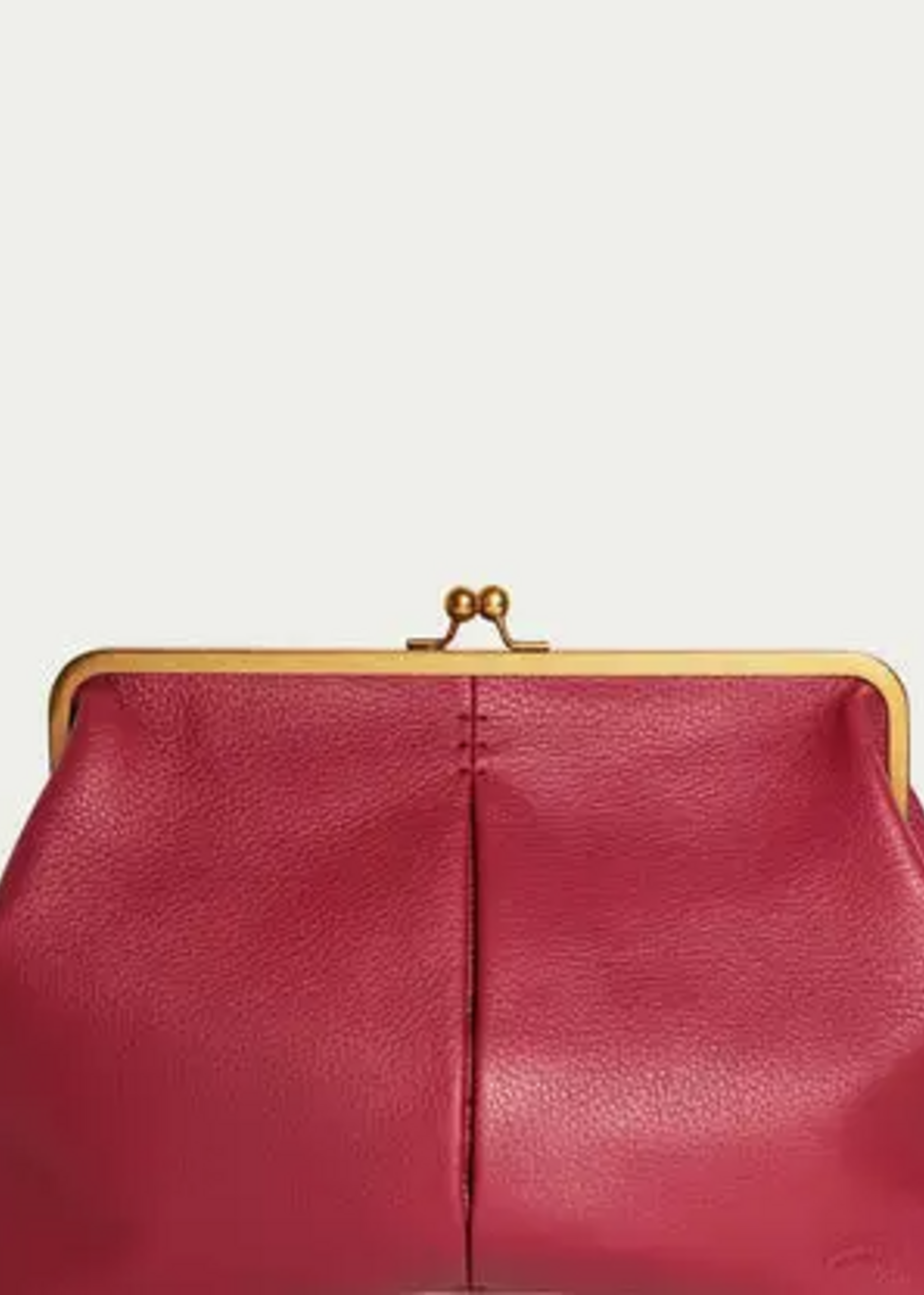 American Leather Co. Oversized Kisslock Clutch Bag Leather