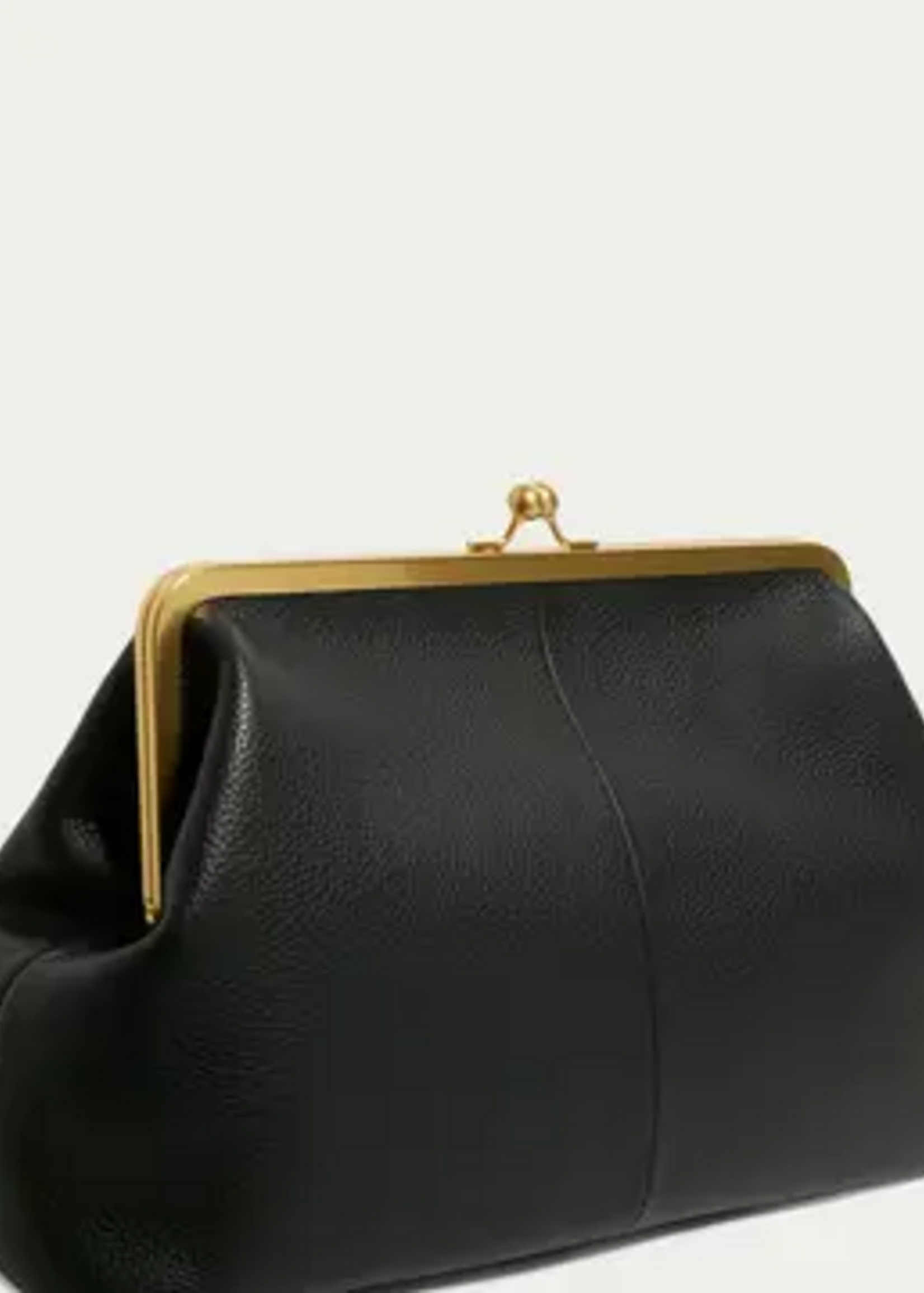 American Leather Co. Oversized Kisslock Clutch Bag Leather