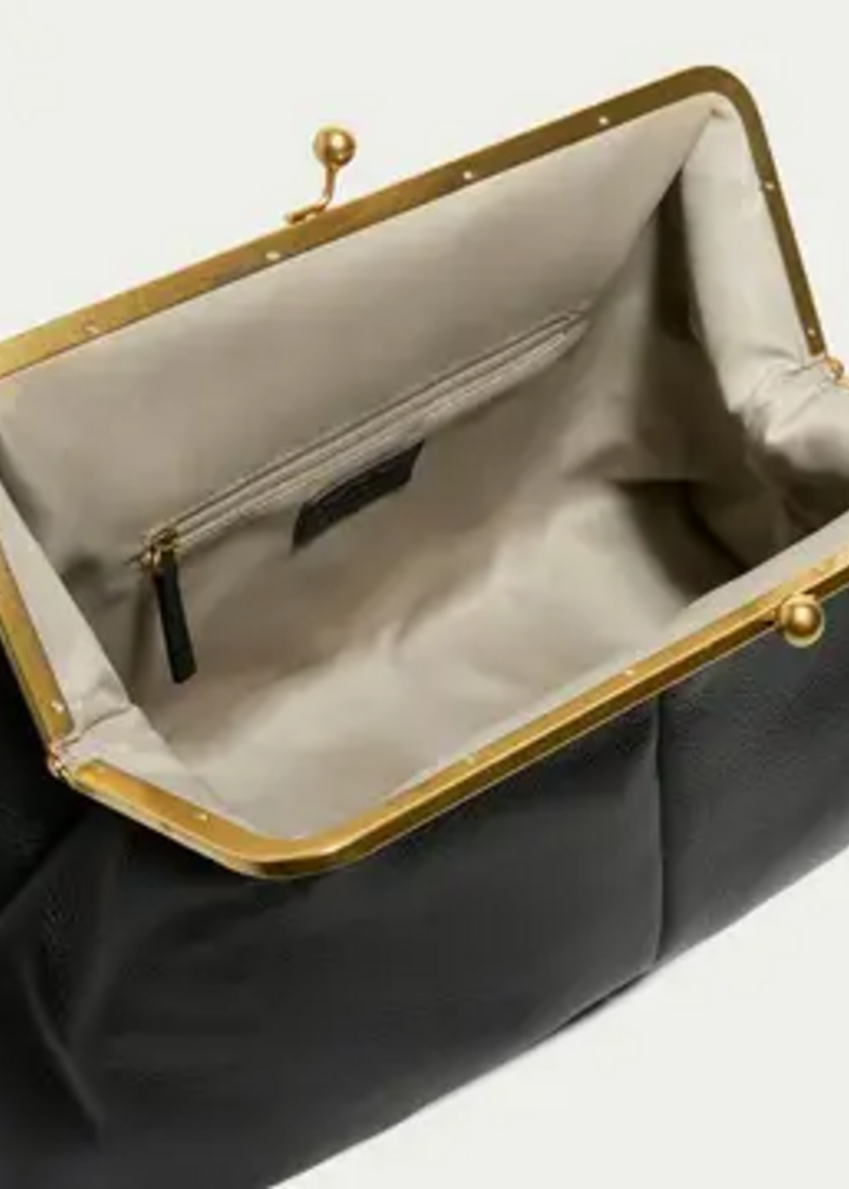 American Leather Co. Oversized Kisslock Clutch Bag Leather