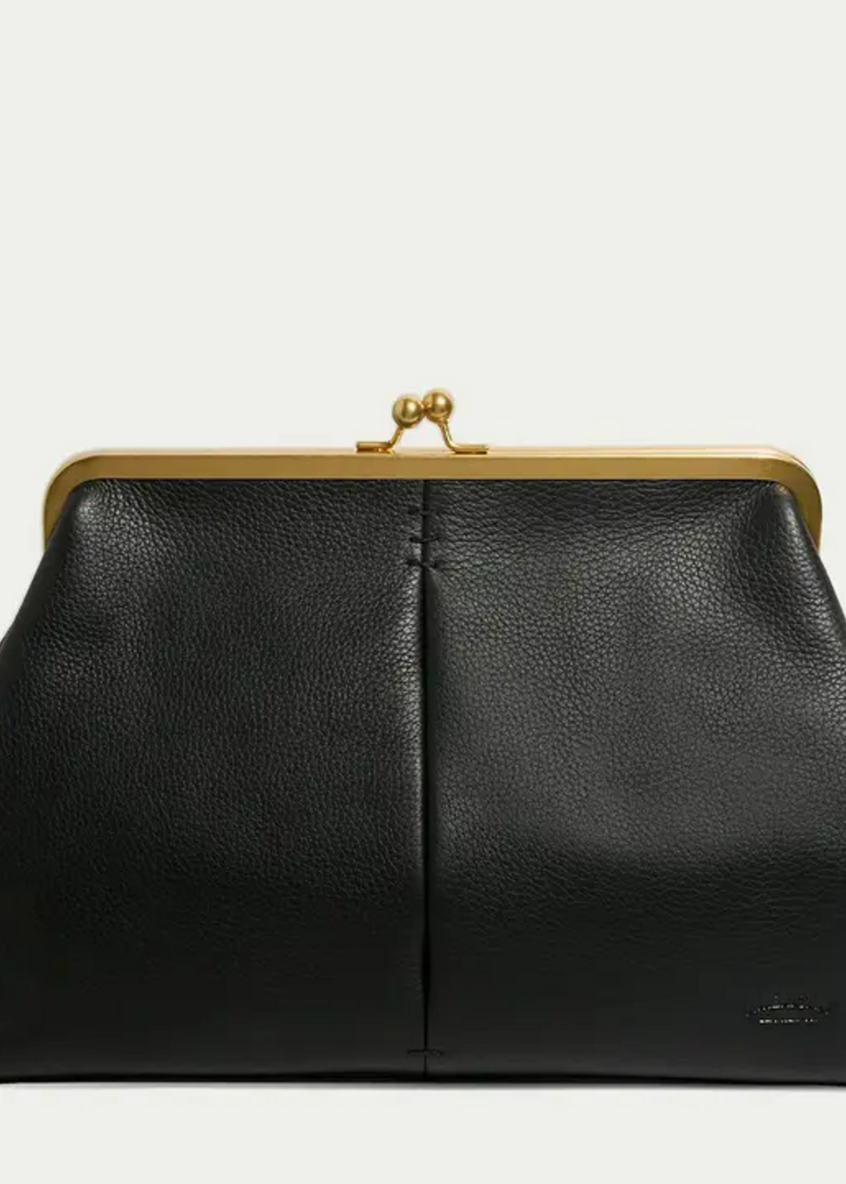 American Leather Co. Oversized Kisslock Clutch Bag Leather
