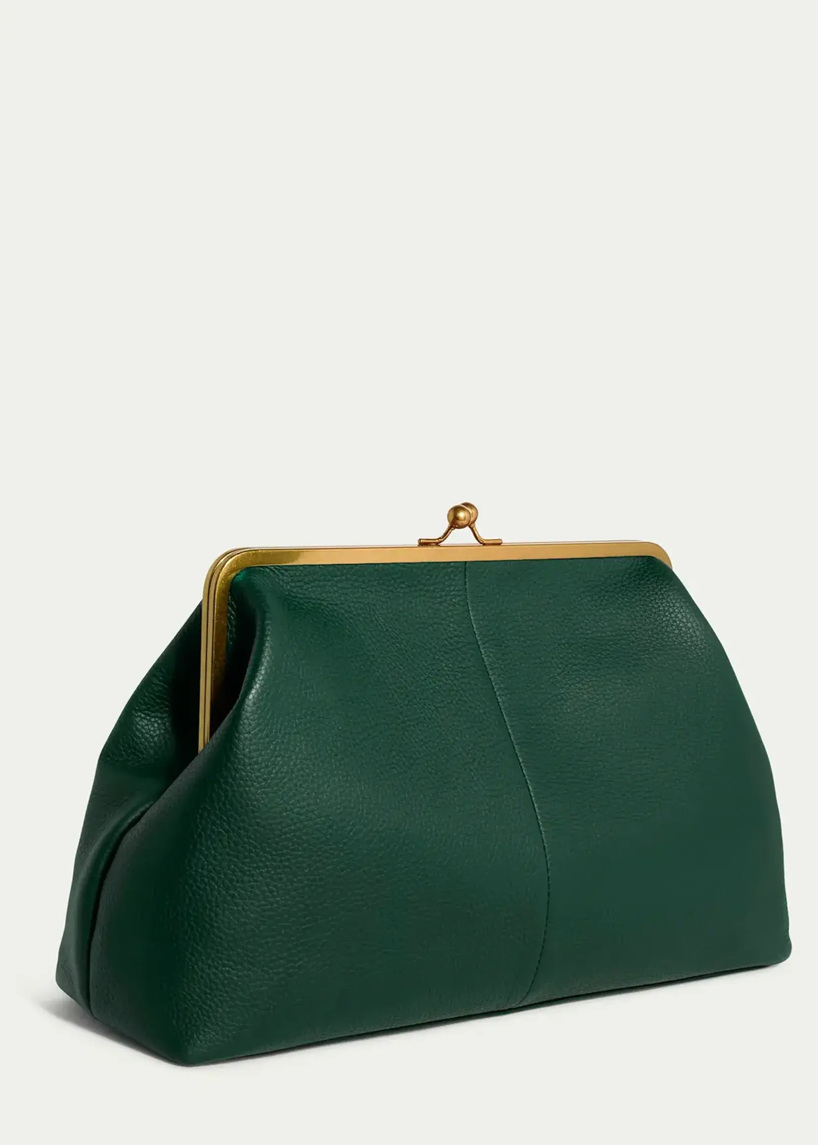 American Leather Co. Oversized Kisslock Clutch Bag Leather