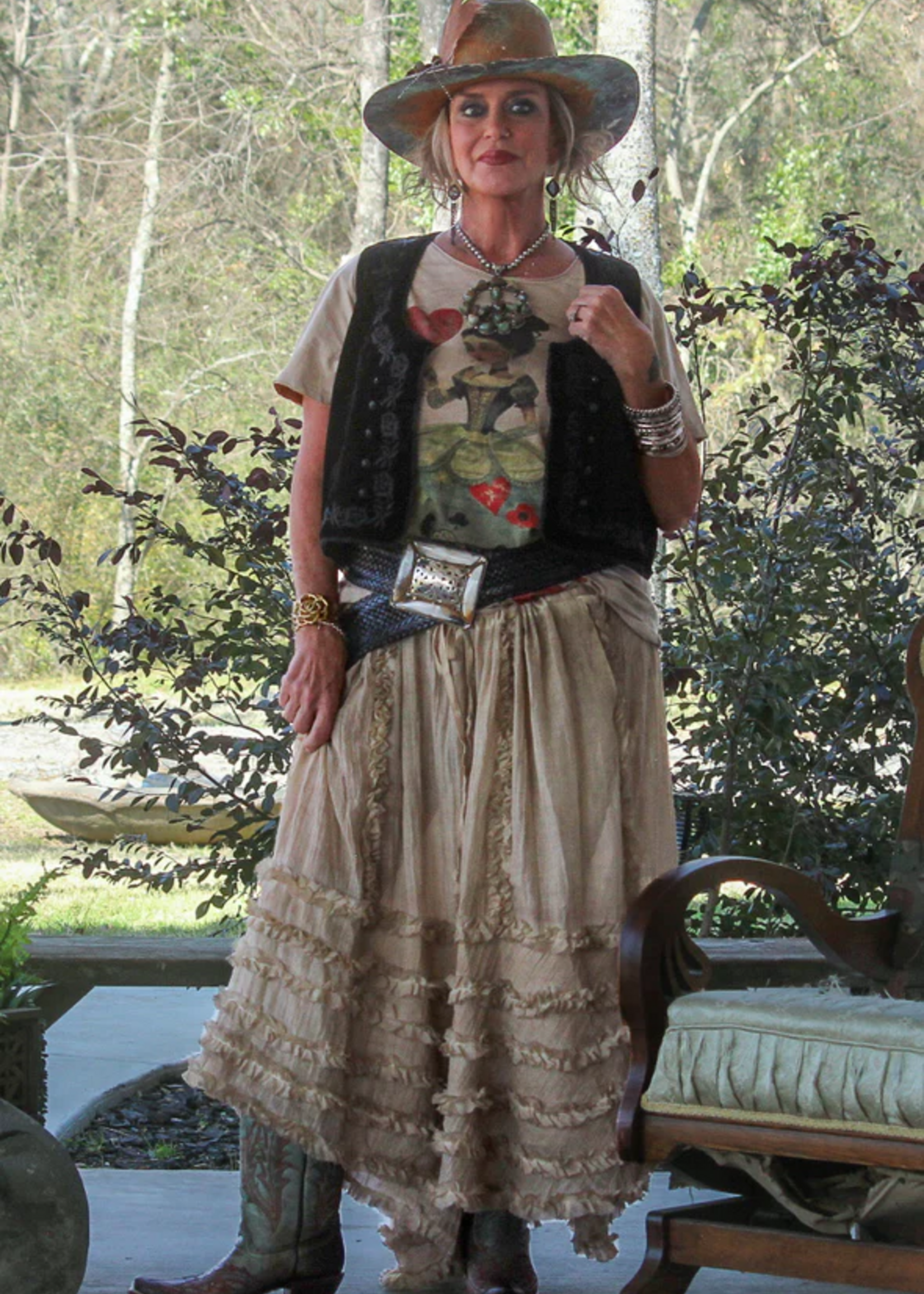 Jaded Gypsy Clothing Serene Sands Skirt Oatmeal One Size