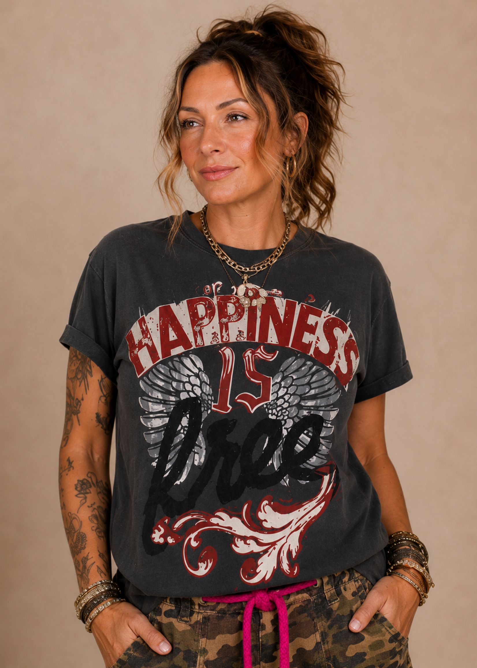 One24 Rags Happiness is Free Graphic Tee