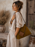 Patricia Nash Designs Liora Slouchy Tote w/ Mini Torri - Suede Leather Cognac
